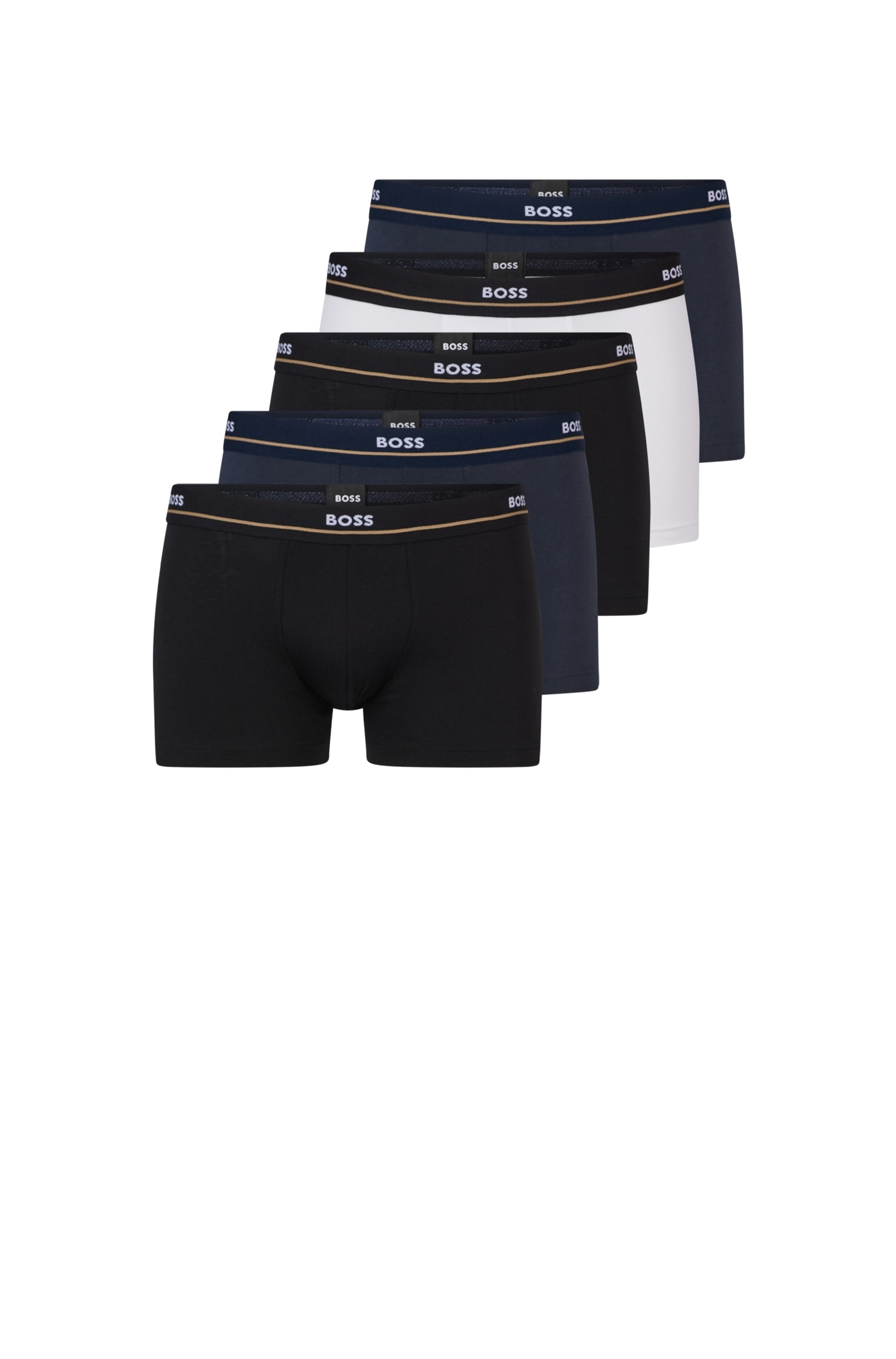 BOSS Trunk »Trunk 5P Essential«, (Packung, 5 St., 5er Pack), mit modischem, teilweise kontrastfarbenen BOSS Logo-Elastikbund