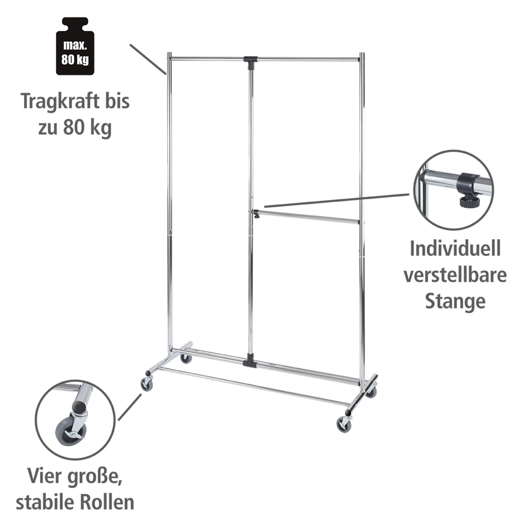 WENKO Kleiderständer »Modell Profissimo«, Garderobenständer mit 4 Rollen un günstig online kaufen