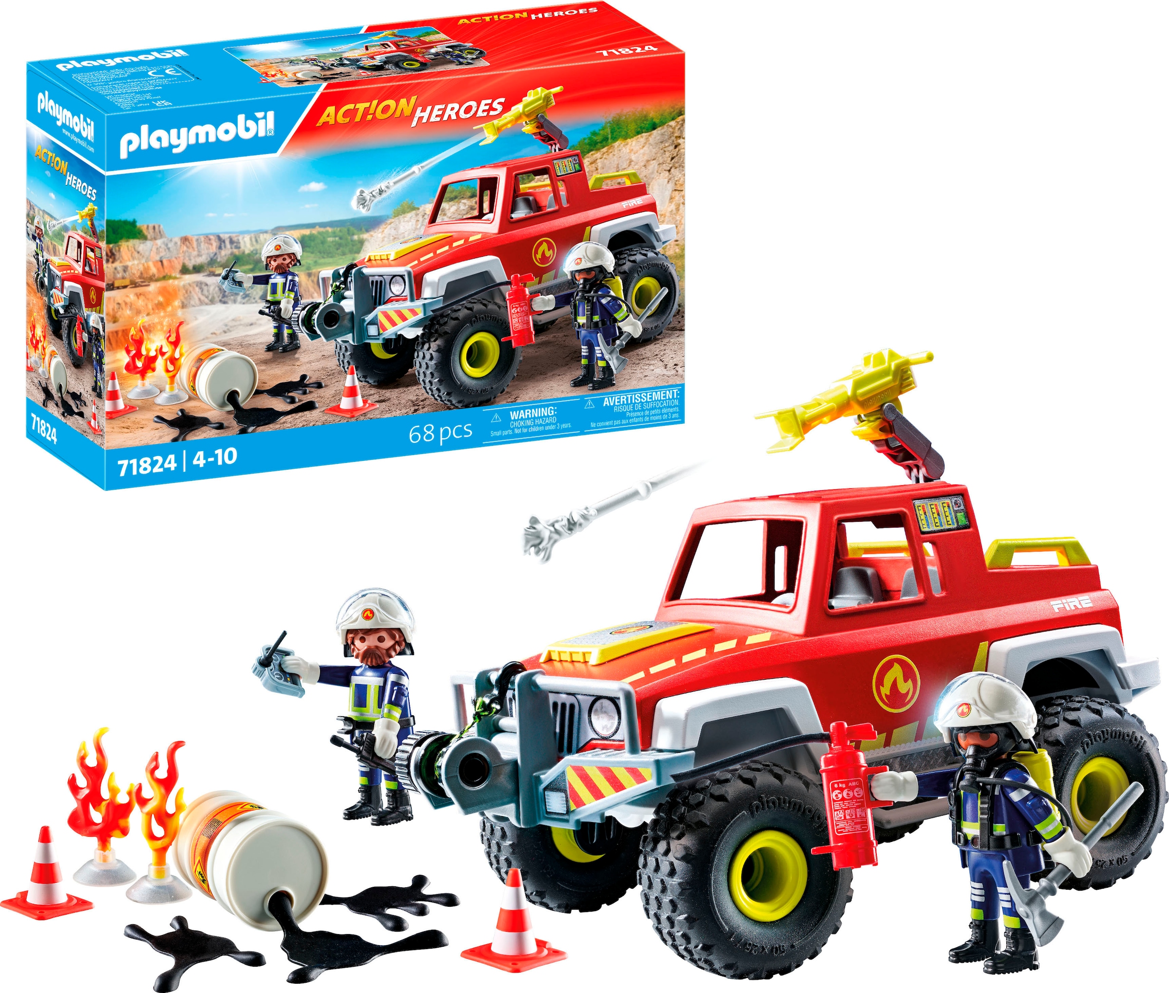 Playmobil® Konstruktions-Spielset »Feuerwehrtruck (71824), Playmobil Action Heroes«, (68 St.)