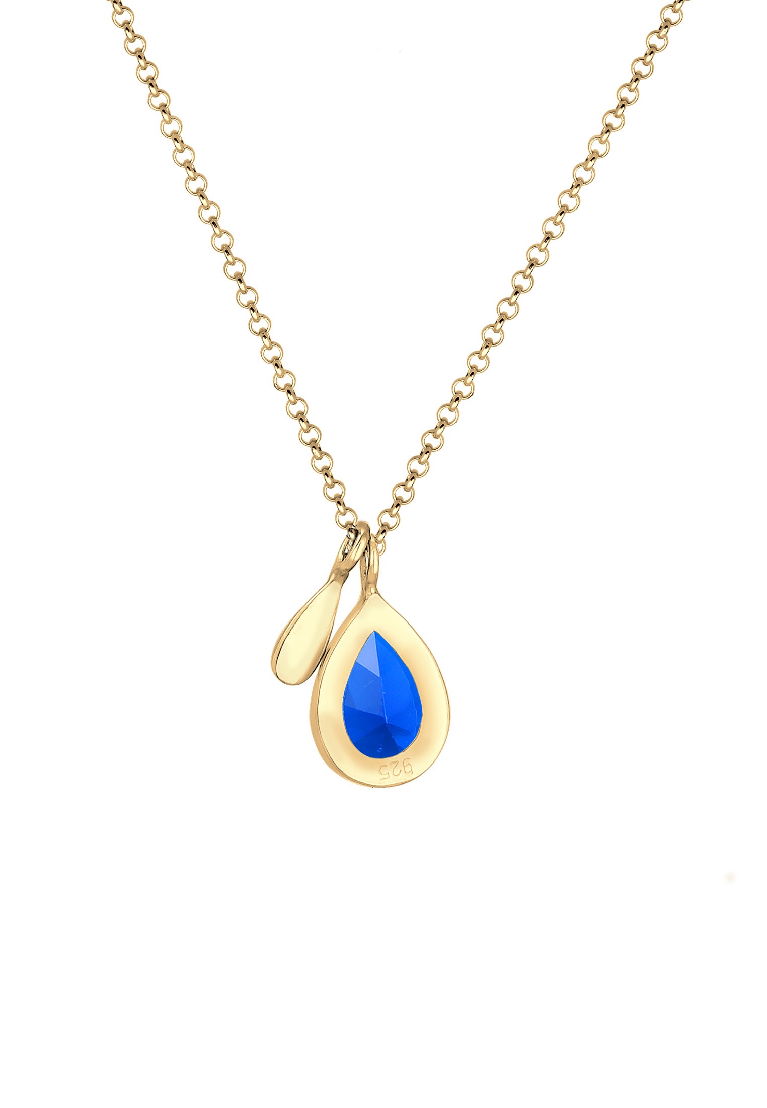 Elli Premium Collierkettchen »Tropfen Synthetischer Saphir Blau 925 Sterling Silber vergoldet«