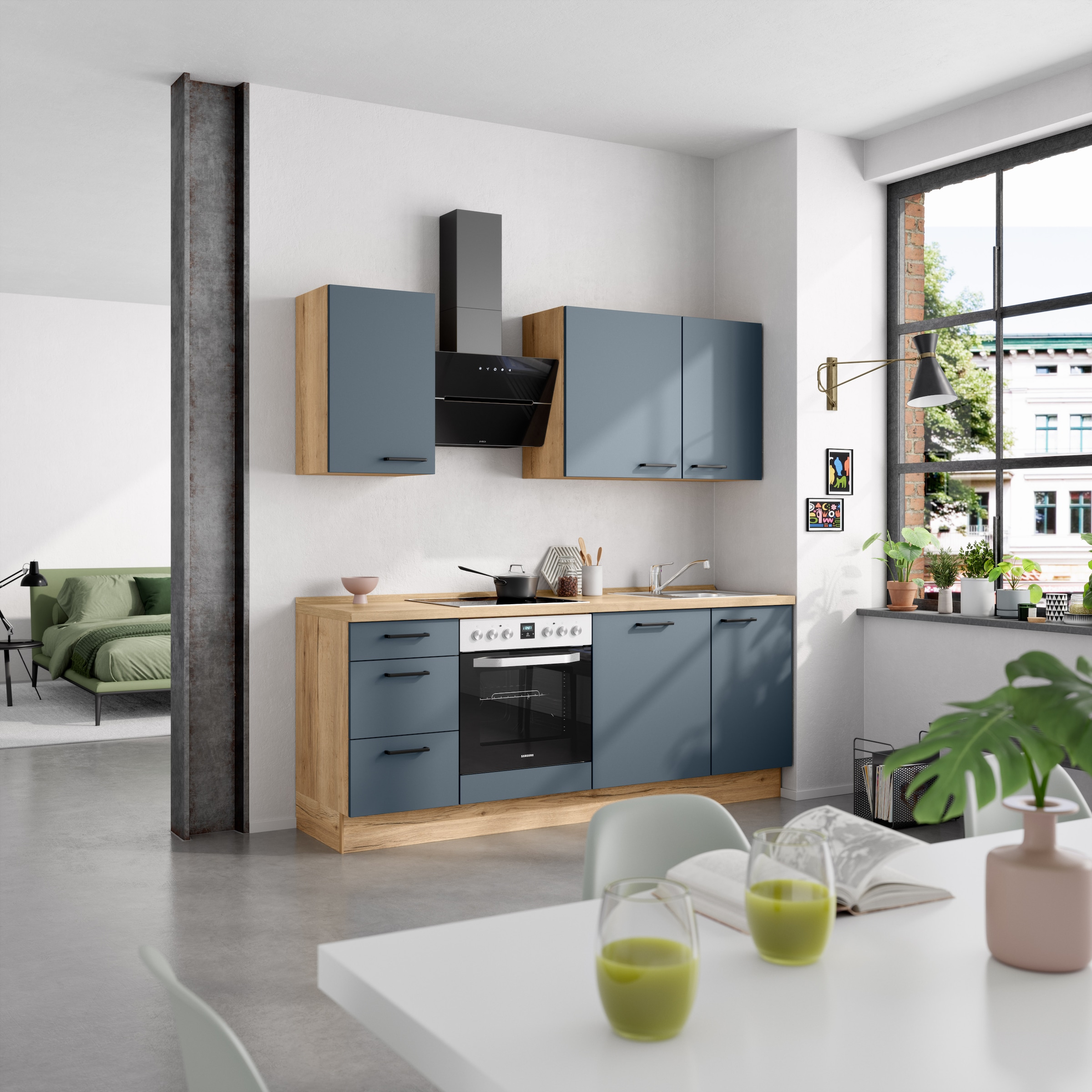 nobilia® Küchenzeile »"Easytouch II"«, vormontiert, Ausrichtung wählbar, Breite 210 cm, wahlw. mit E-Geräten