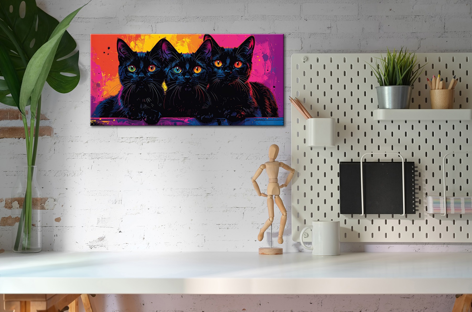 Bönninghoff Bild »BUNTE KATZE 33x70 cm – Leinwandbild Keilrahmen Deko modern«