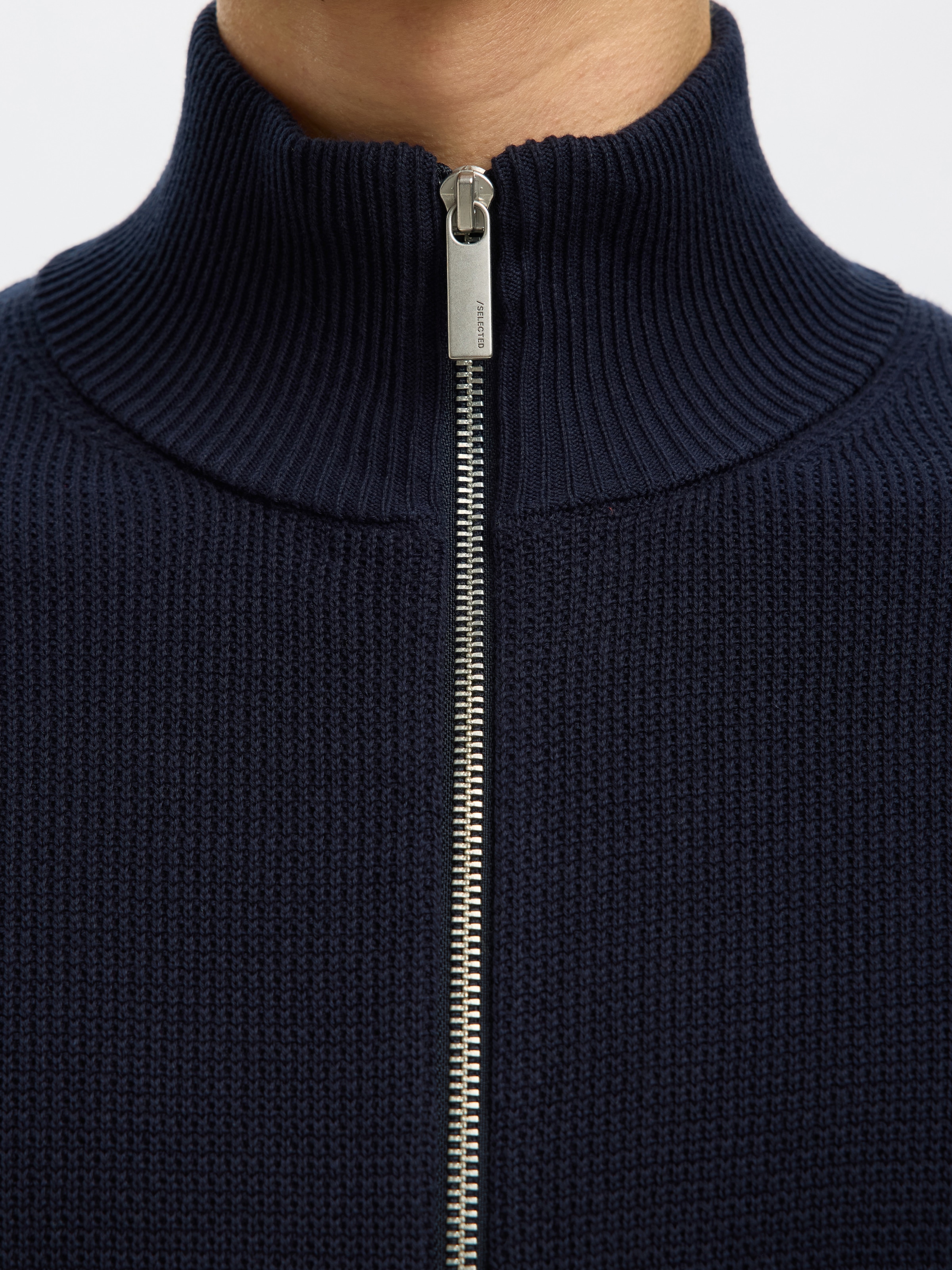SELECTED Strickjacke »SLMDANE LS KNIT STRUCTURE FULL ZIP NOOS« Baumwolle, regular fit