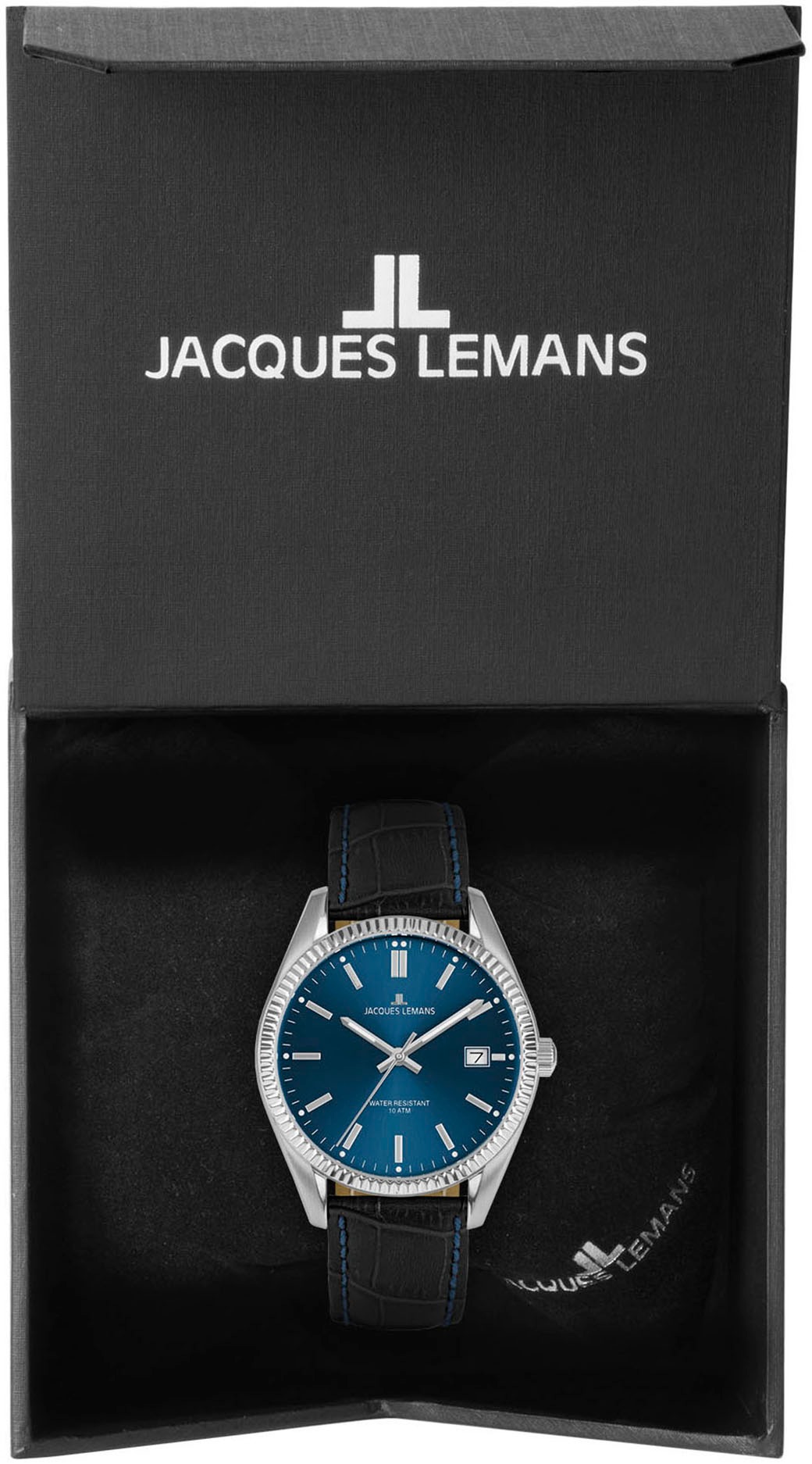 Jacques Lemans Quarzuhr »Derby«, Armbanduhr, Herrenuhr, Damenuhr, Lederarmband, Datum