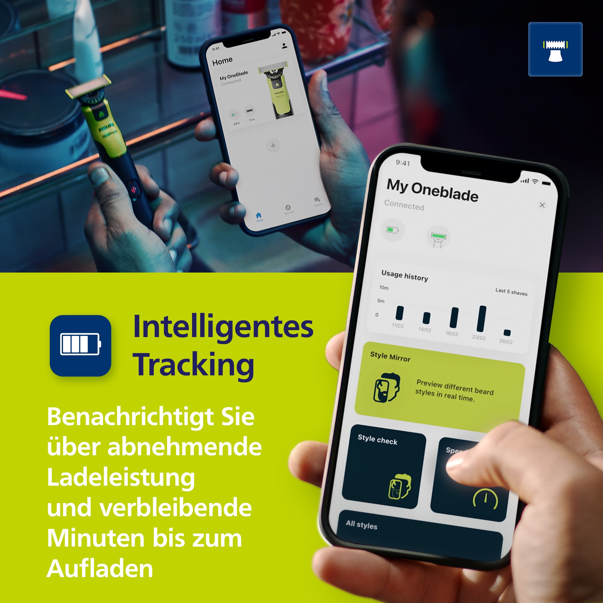 Philips Elektrorasierer »OneBlade Face & Body QP4631/65«, 4 St. Aufsätze, 360-Grad-Klinge, inkl. verstellbarem 5-in-1 Kammaufsatz