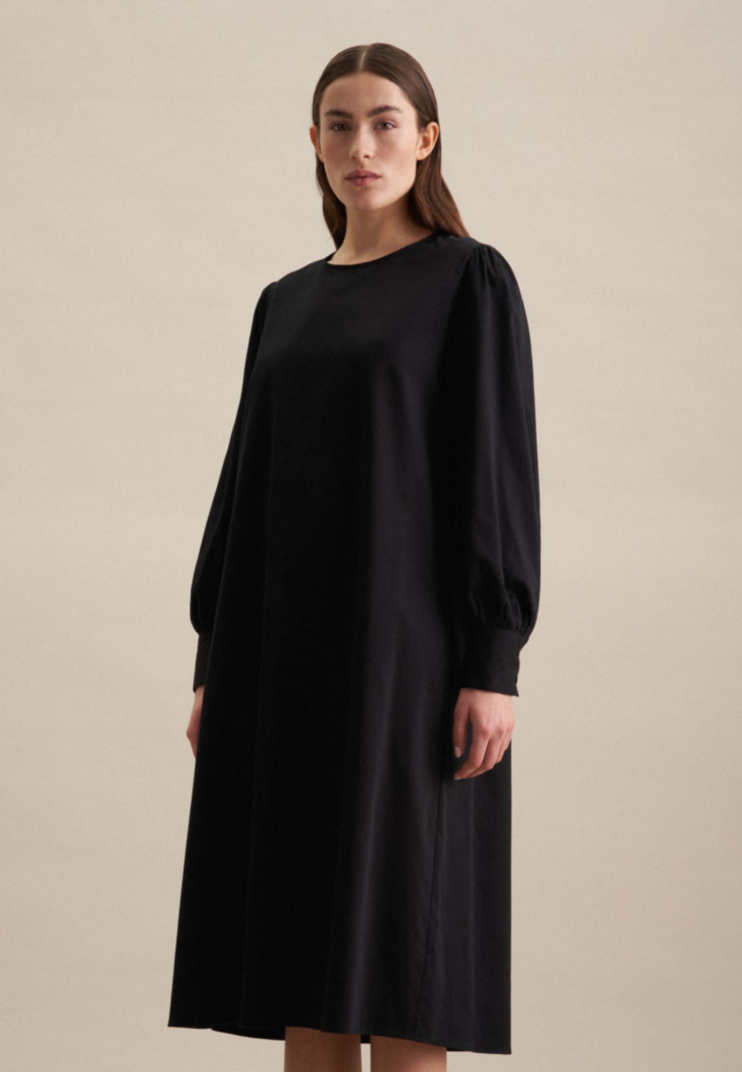 seidensticker Sommerkleid »Schwarze Rose«, Langarm Rundhals Uni