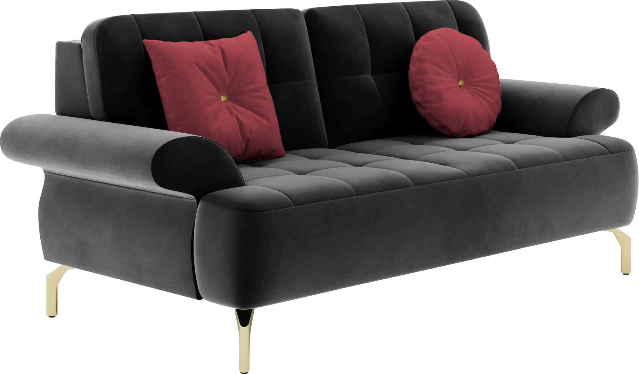 sit&more 2-Sitzer »Orient 1« inkl. 2 Zierkissen mit Strass-Stein, goldfarbene Metallfüße