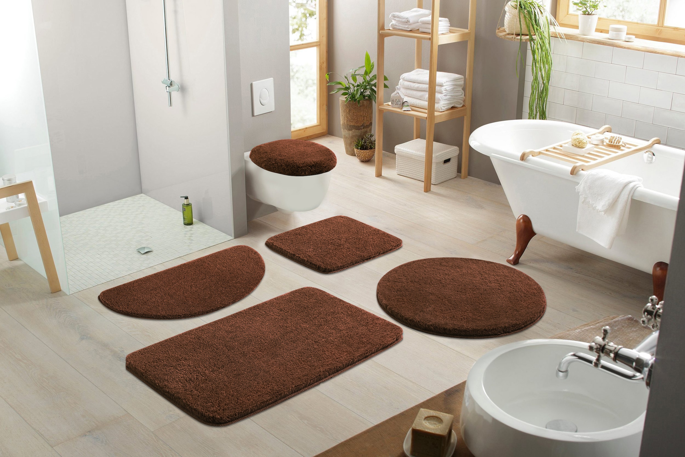 my home Badematte »Merida, Badvorleger, Badezimmer Teppich«, rutschhemmend beschichtet, fußbodenheizungsgeeignet-schnell trocknend-strapazierfähig, Badteppich, Uni Farben, rechteckig, rund & als 2-tlg. Set erhältlich
