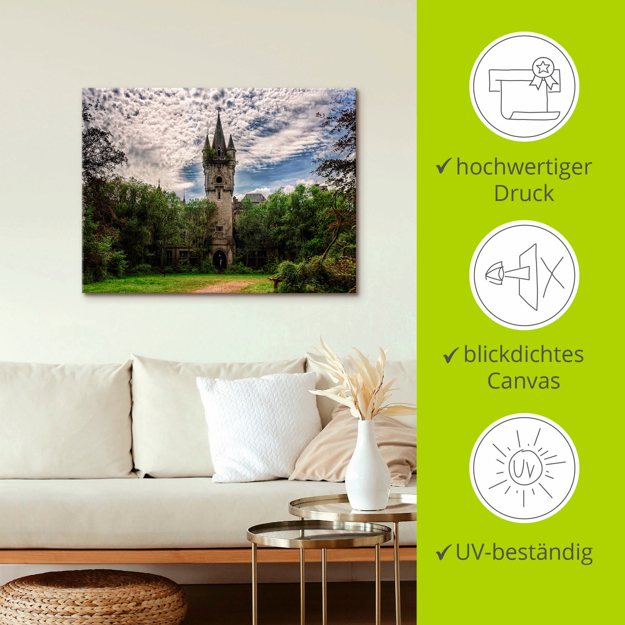 Artland Wandbild »Verlassenes Schloß Chateau - Lost Place«, Gebäude, (1 St.), als Leinwandbild, Poster in verschied. Größen