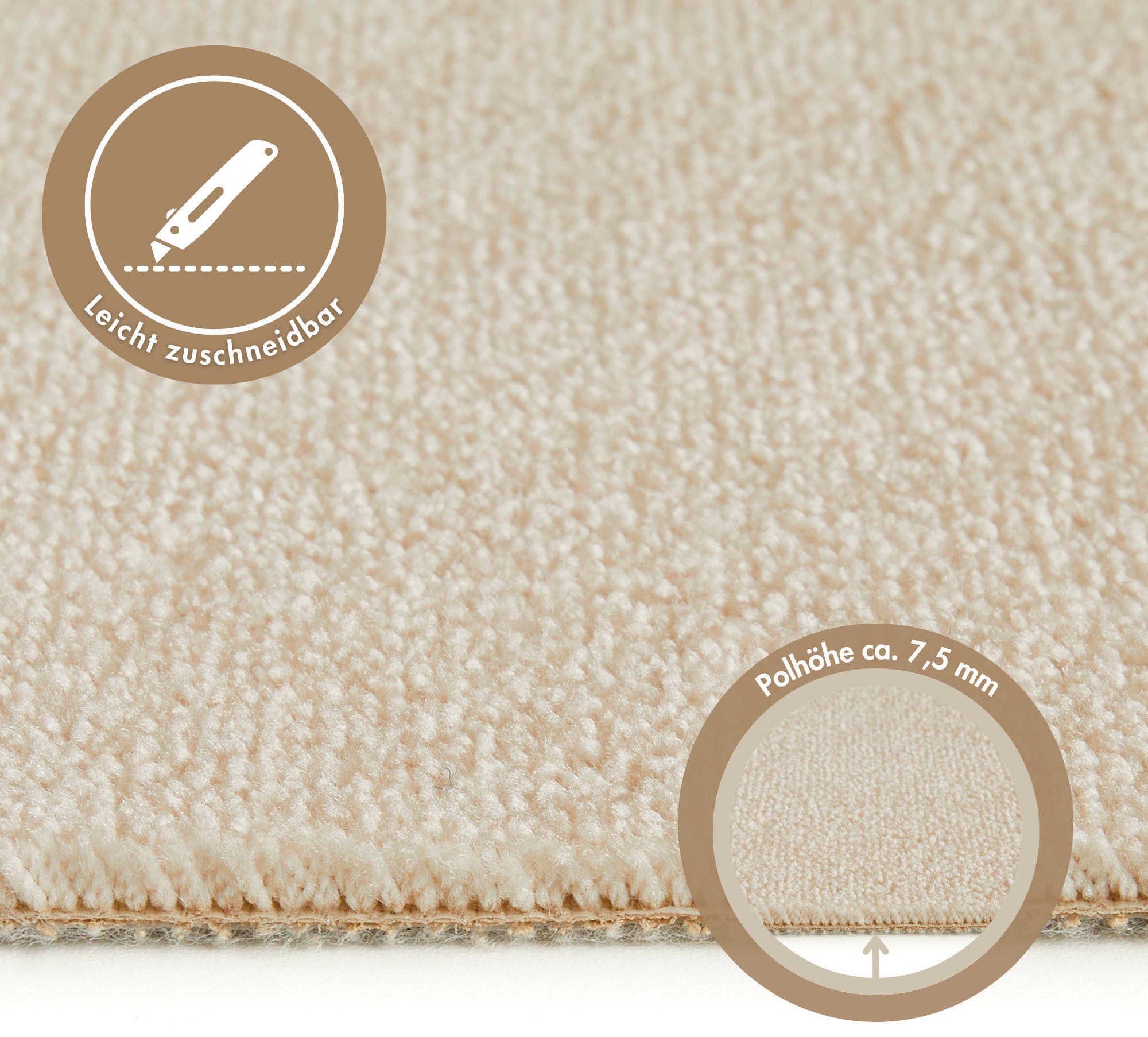 Andiamo Teppichboden »Levin, Velours, Made in Belgium«, rechteckig, 10 mm Höhe, Uni Farben, Breite 400 cm oder 500 cm, weiche Qualität