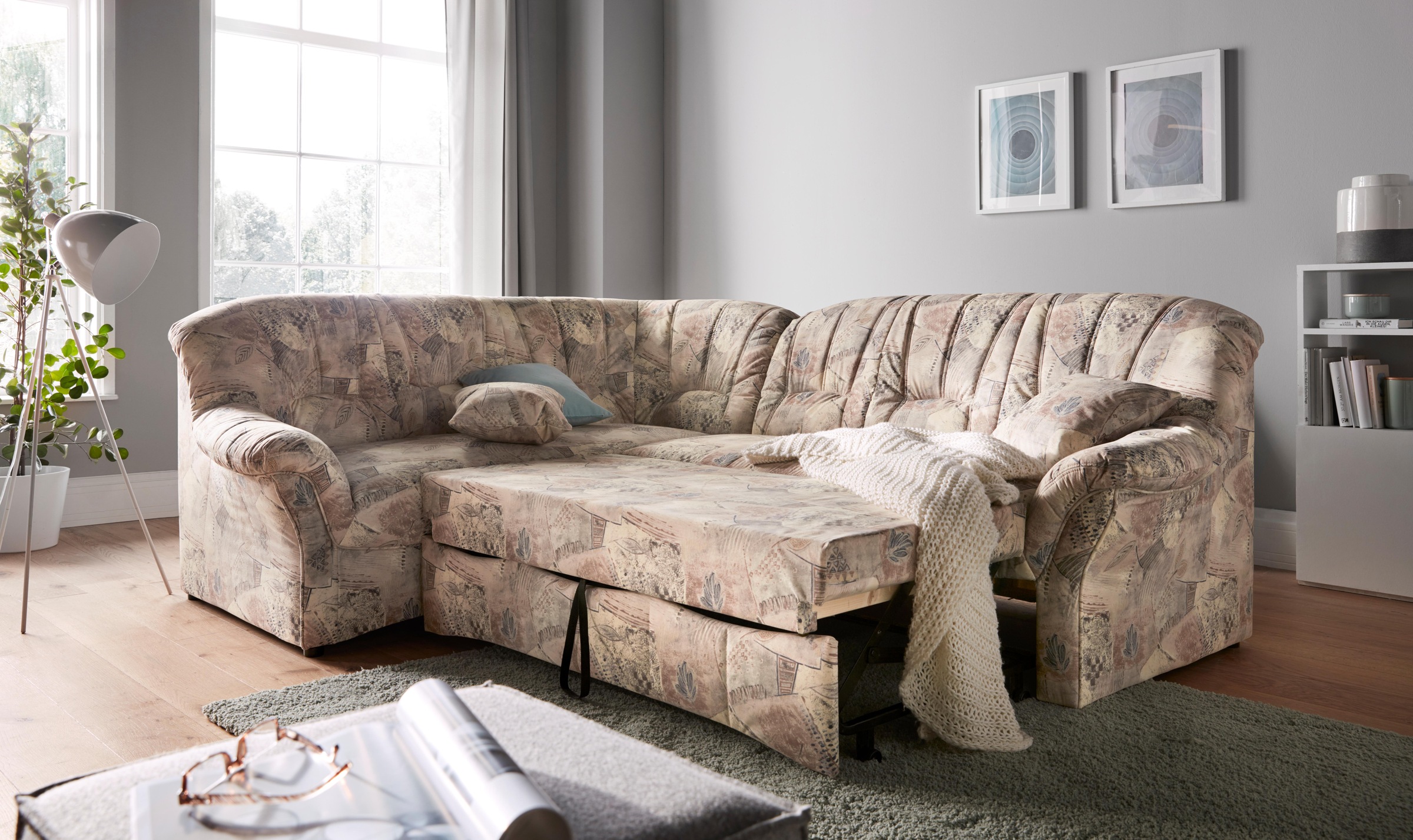 DOMO collection Ecksofa »Bahia, zeitlos und elegant, bequeme Armlehnen, L-F günstig online kaufen