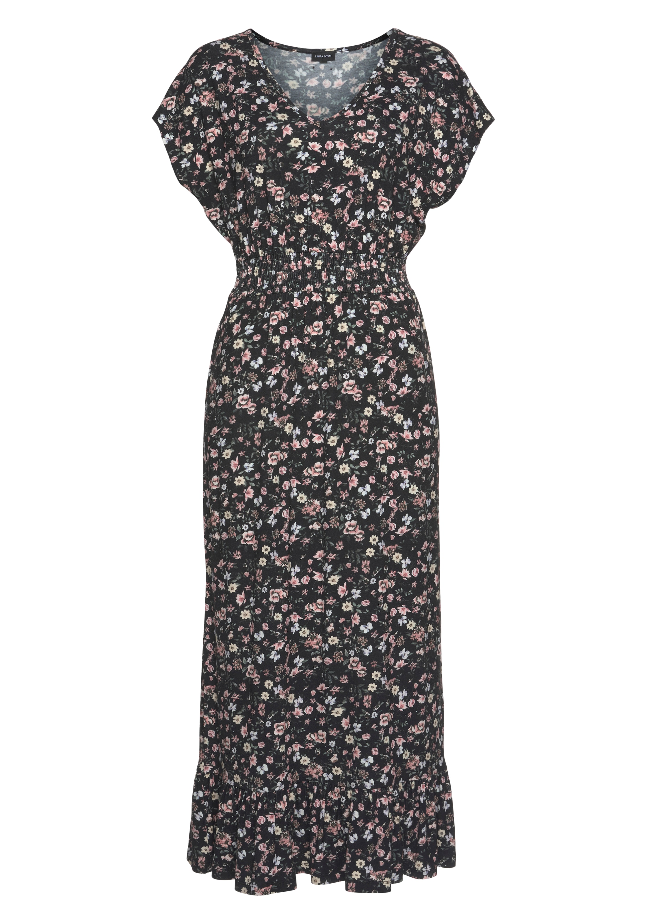 Laura Scott Sommerkleid, wadenlang, elegant, aus Viskosemischung, ärmellos, geblümt