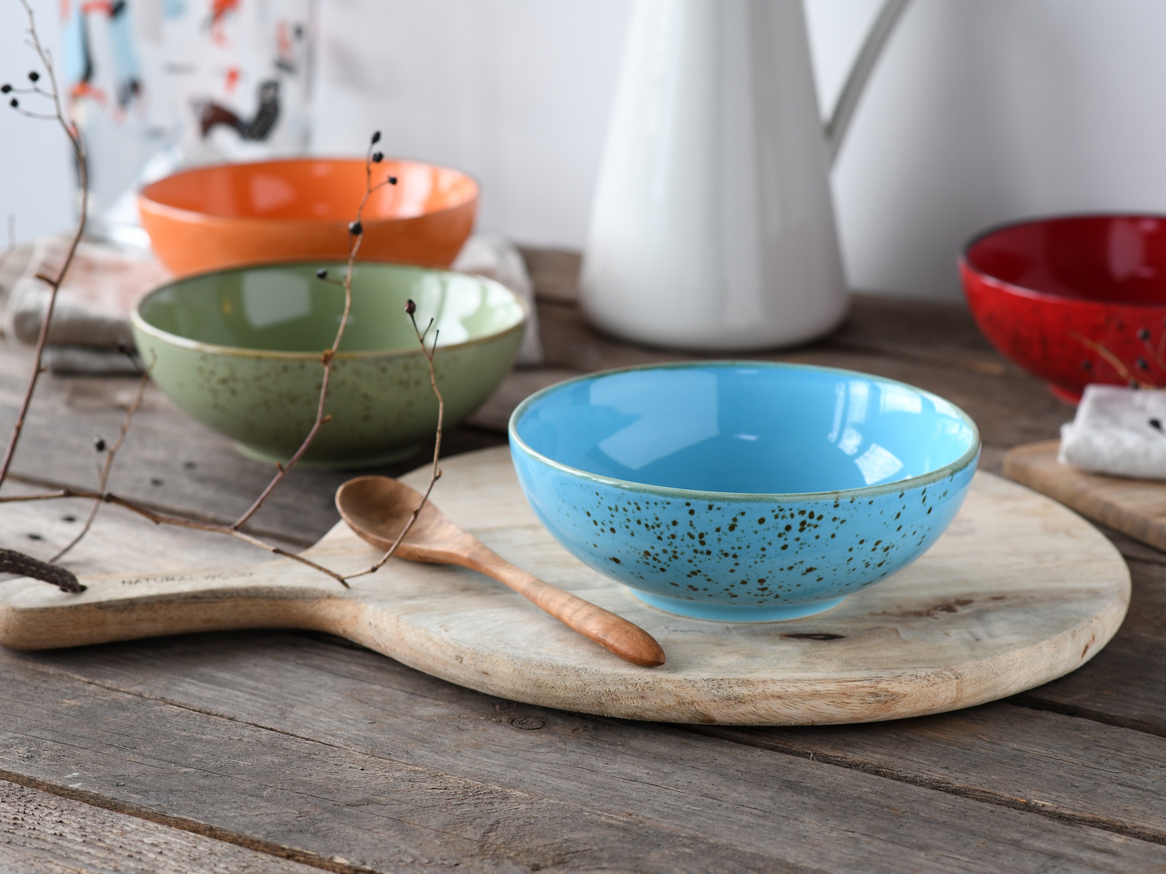CreaTable Schale »Nature Collection, Smoothie Bowl 4-tlg«, 4 tlg., aus Steinzeug, Handwerklicher Look, Vintage