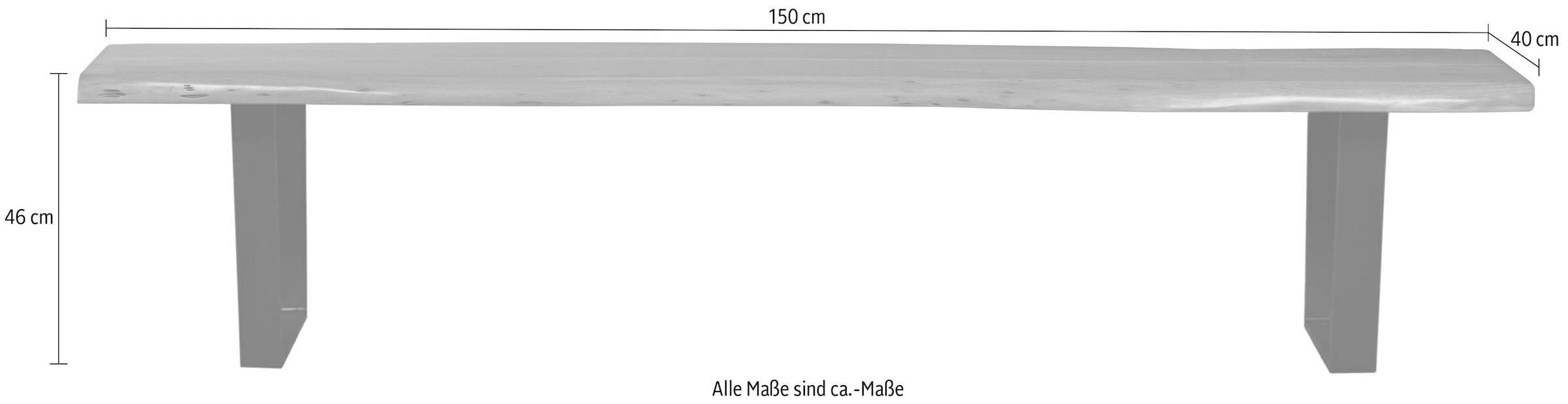 SIT Bank »Tables&Tops«, aus massiver Akazie, mit schwarzem Metallgestell