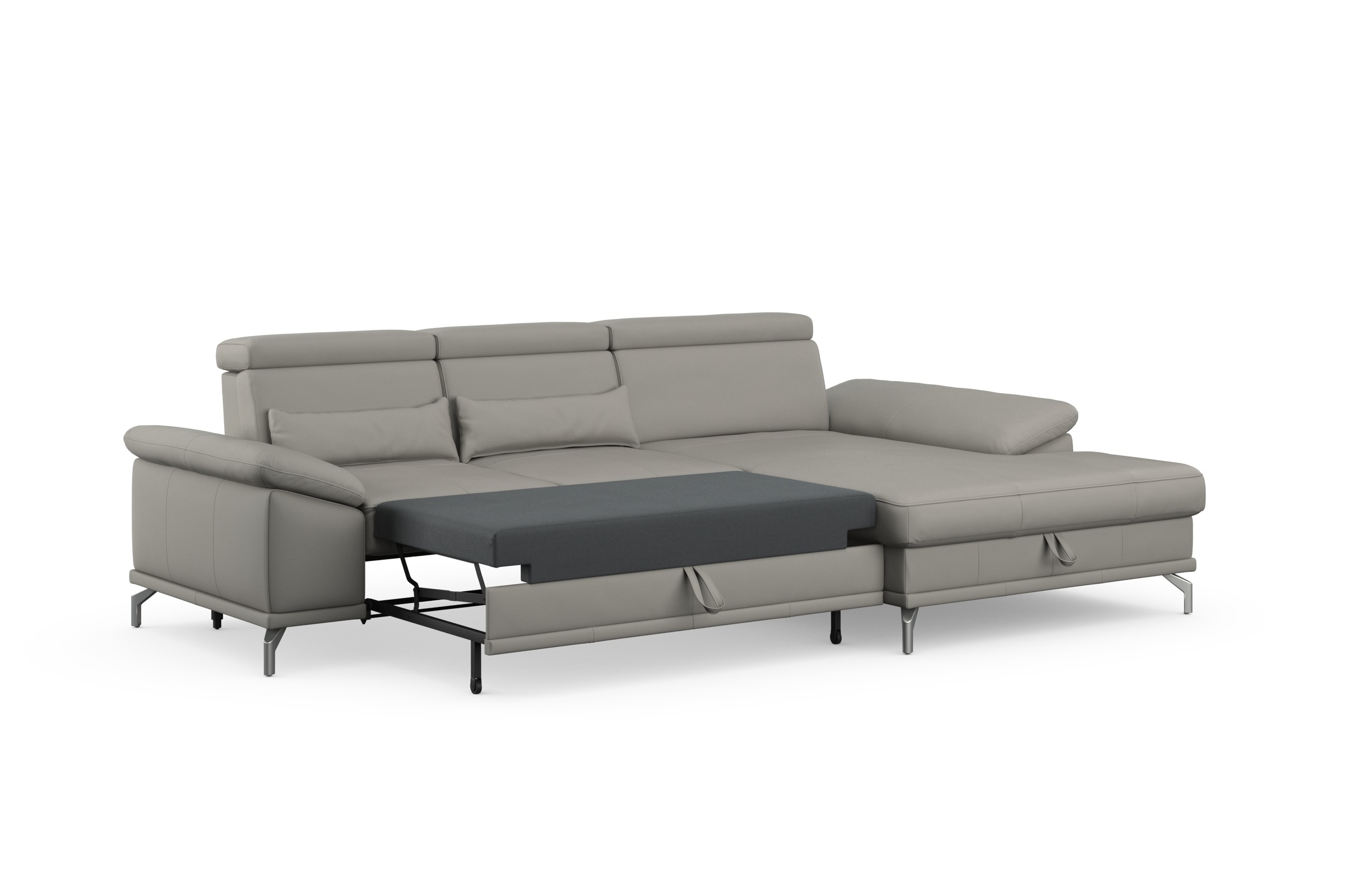 sit&more Ecksofa »Cabrio L-Form, mit Sitztiefenverstellung, Arm- und Kopfteilverstellung«, 2 Nierenkissen, Federkern, optional Bettfunktion und Stauraum