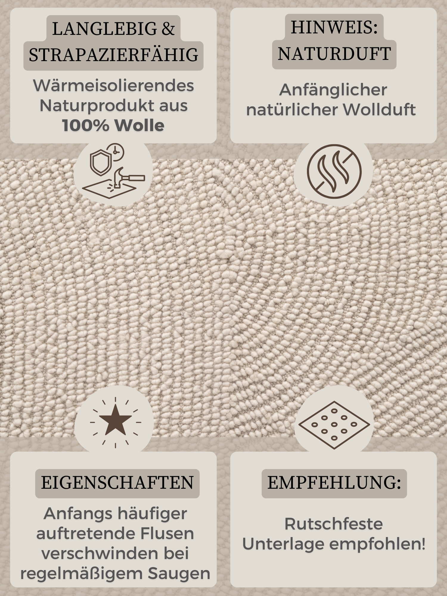 HANSE Home Wollteppich »Eleni«, rechteckig, 18 mm Höhe, Handgetuftet, Wolle, Natur, Wohnzimmer, Schlafzimmer, Skandi, Hygge