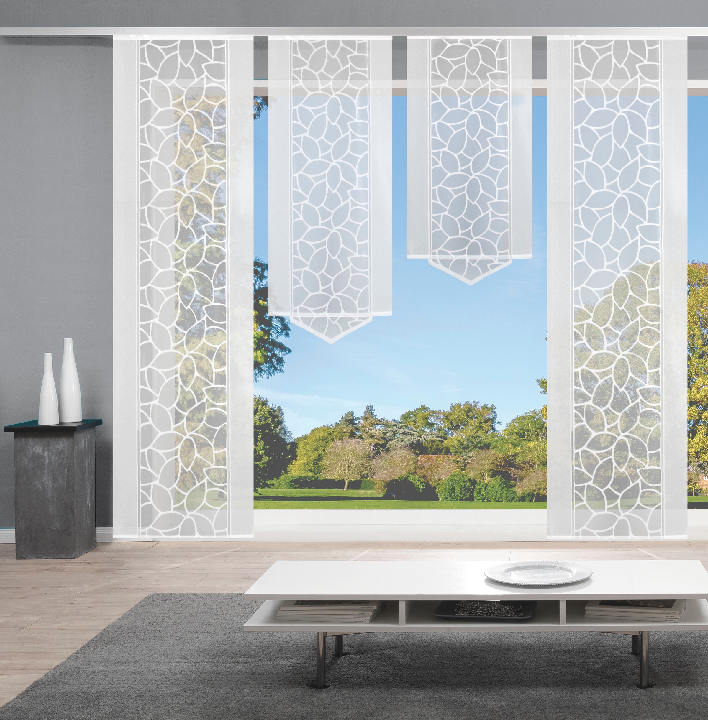 HOME WOHNIDEEN Schiebegardine »JENNA«, (4 St.), Schiebevorhang Jacquard Set