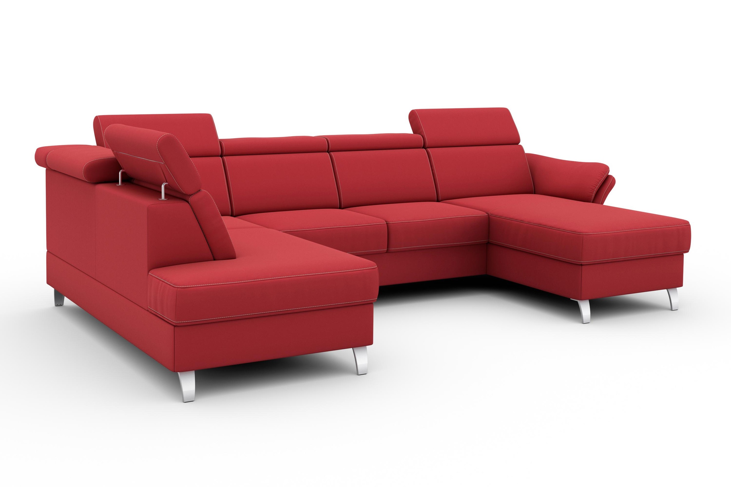 sit&more Wohnlandschaft »Vincenzo U-Form«, inklusive Kopfteilverstellung, wahlweise mit Bettfunktion, Bettkasten