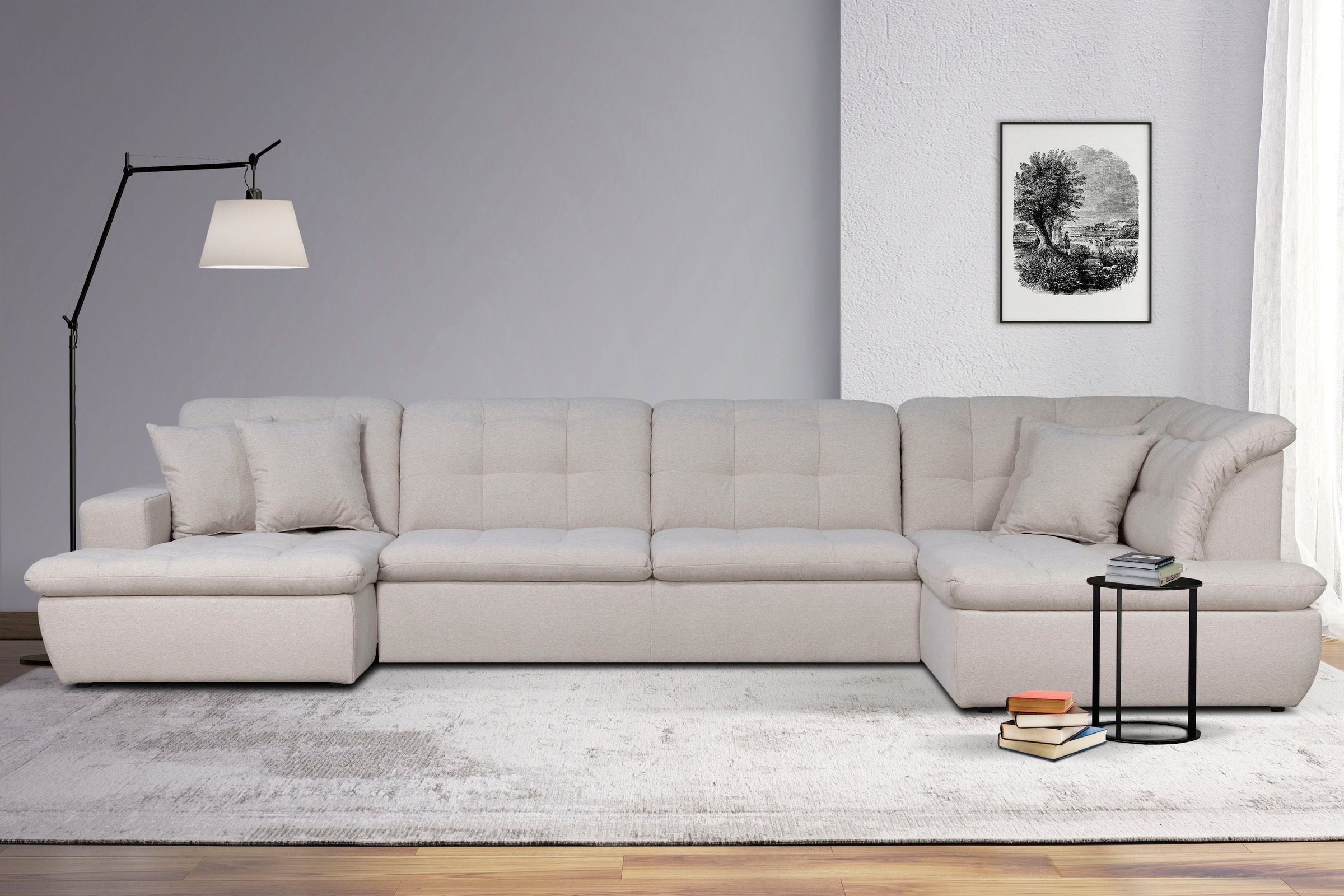 INOSIGN Wohnlandschaft »BRISBANE NEU U-Form«, mit feiner Steppung, Matten-Optik, incl. Zierkissen