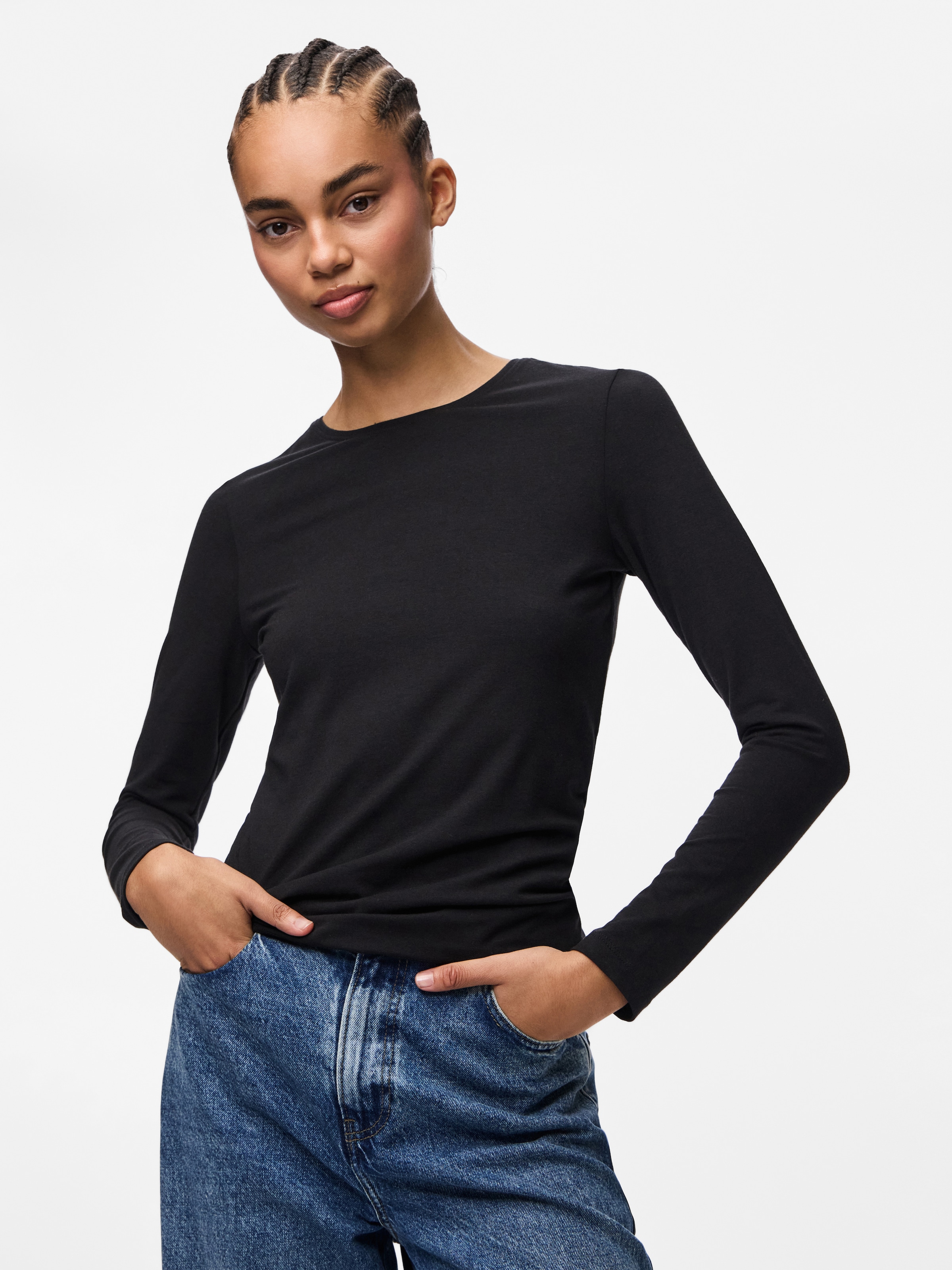 pieces Langarmshirt »PCSIRENE LS TEE JRS NOOS« Baumwollmischung, slim fit