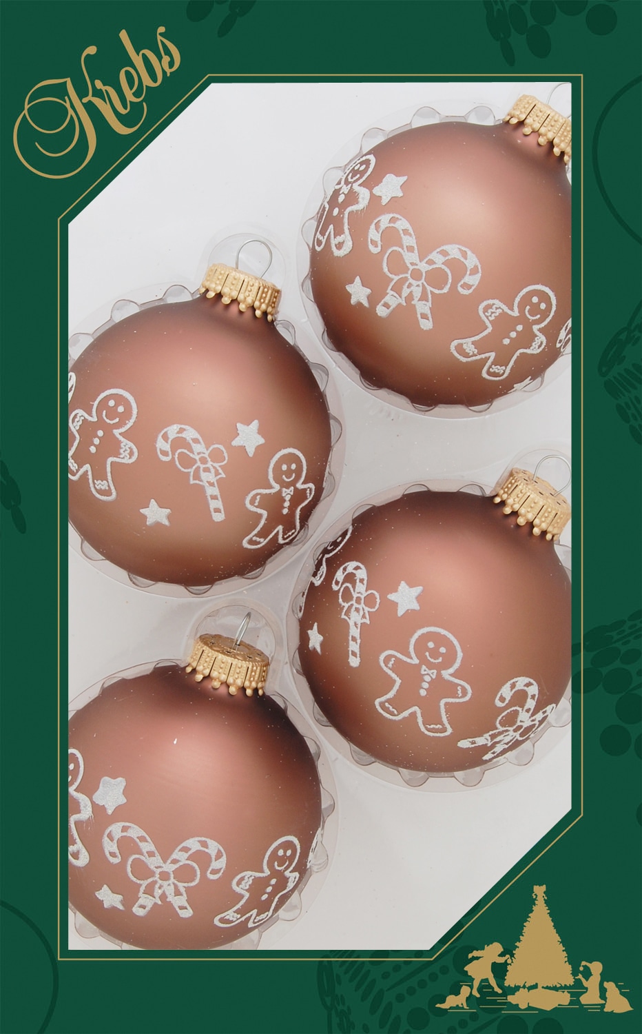 Krebs Glas Lauscha Weihnachtsbaumkugel »CBK00046, Weihnachtsdeko, Christbaumschmuck, Christbaumkugeln Glas«, (Set, 4 St.), aus Glas, mit Weihnachts-Motiv