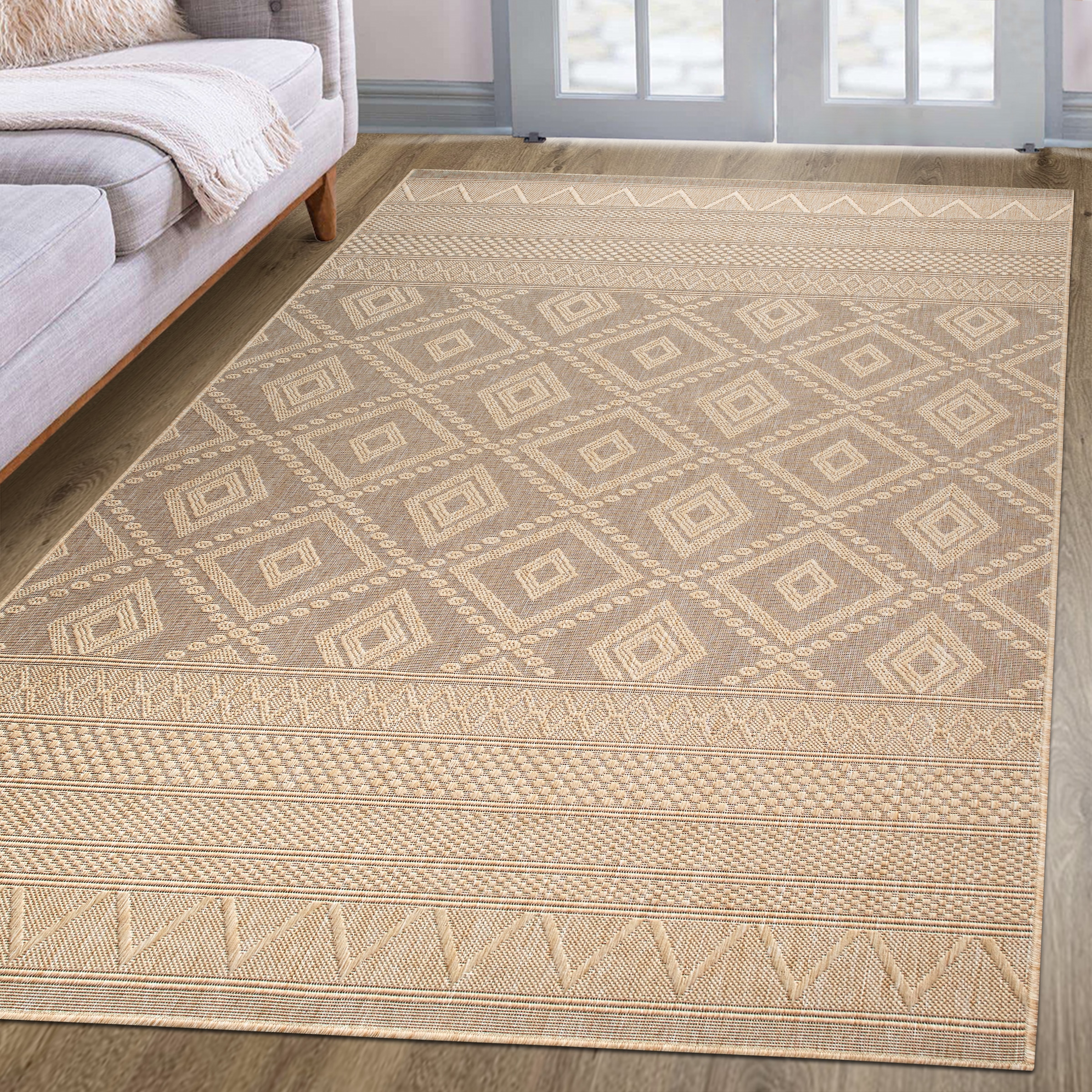 my home Teppich »Toronto auch als Läufer erhältlich«, rechteckig, 3 mm Höhe, In- und Outdoor geeignet, Sisal-Optik, Wetterfest & UV-beständig, Boho