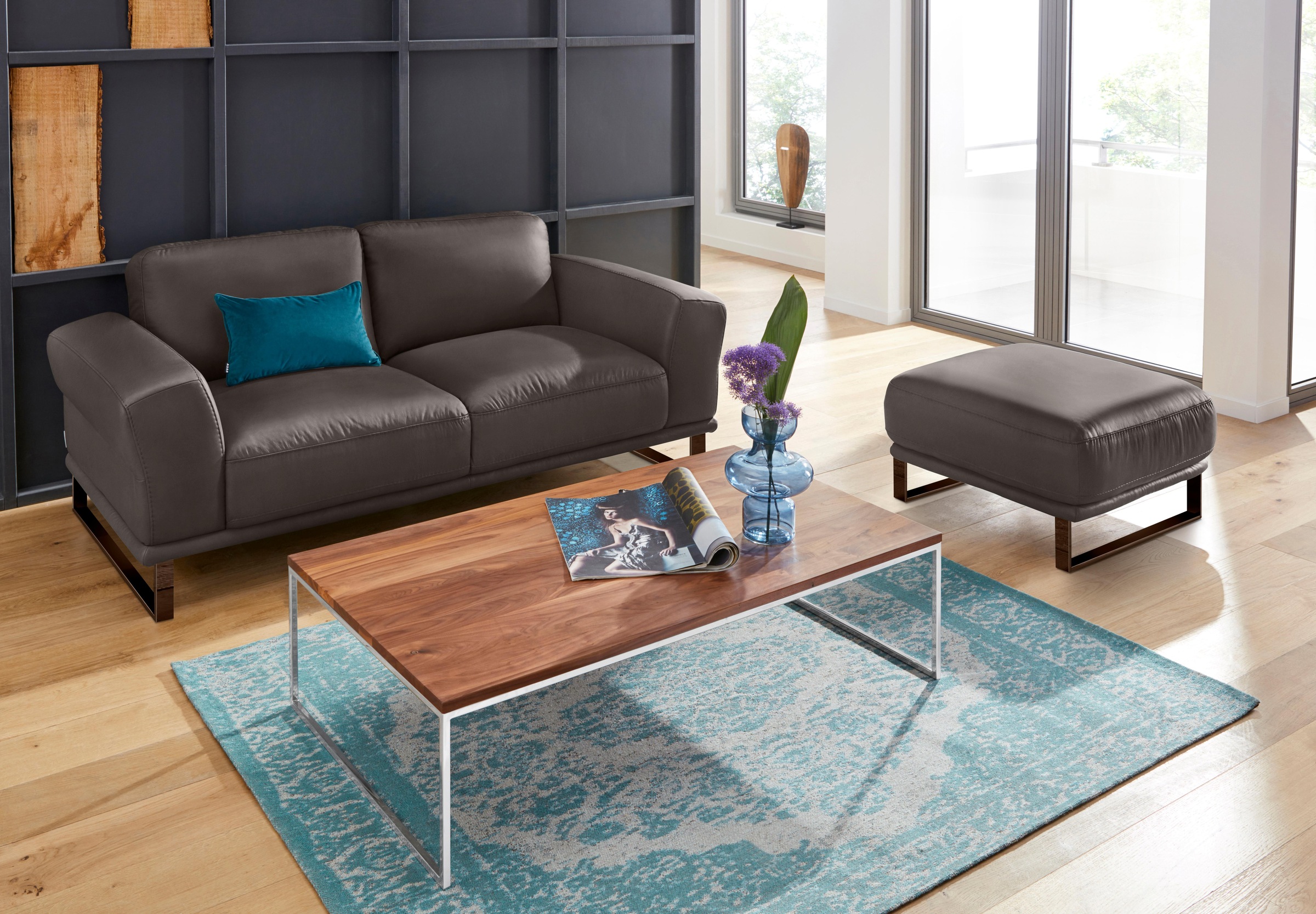 W.SCHILLIG Hocker »montanaa«, mit Metallkufen in Bronze pulverbeschichtet, Breite 71 cm