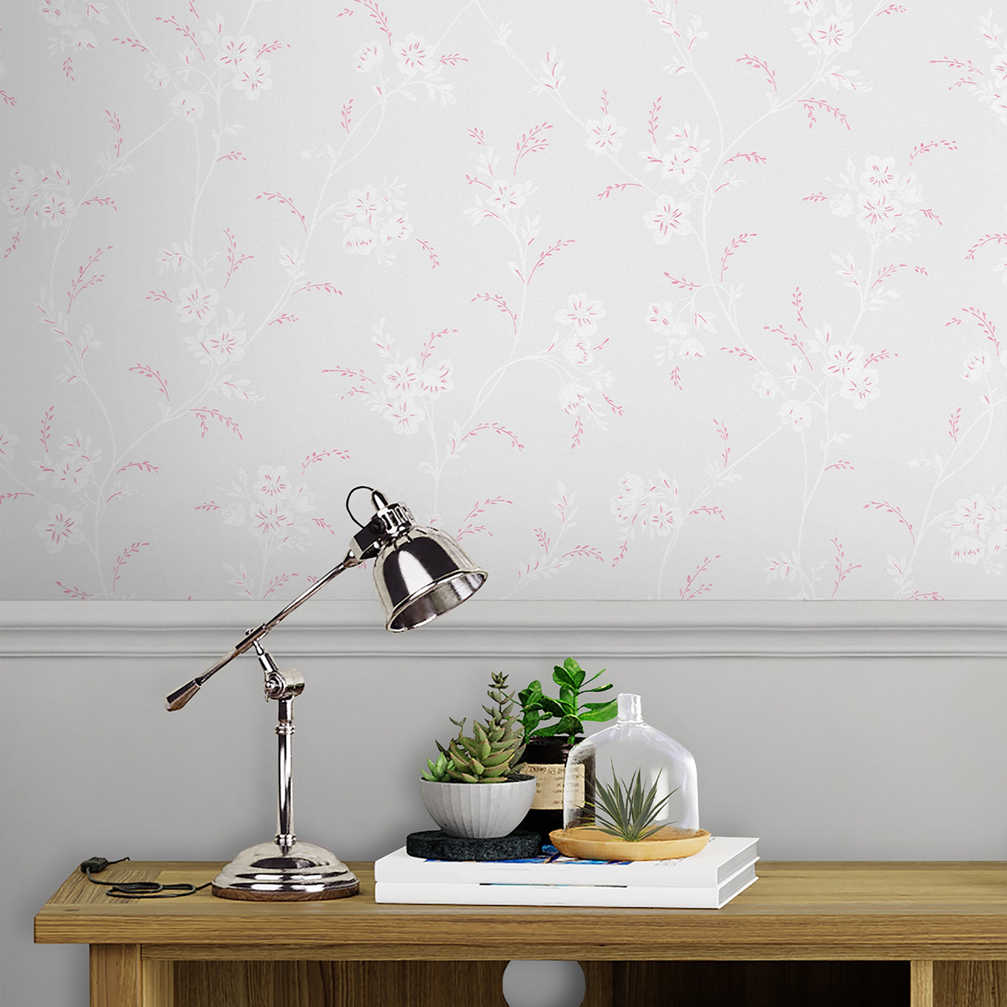 LAURA ASHLEY Vliestapete »Eva Floral Sugared Grey« floral texturiert 10mx52cm