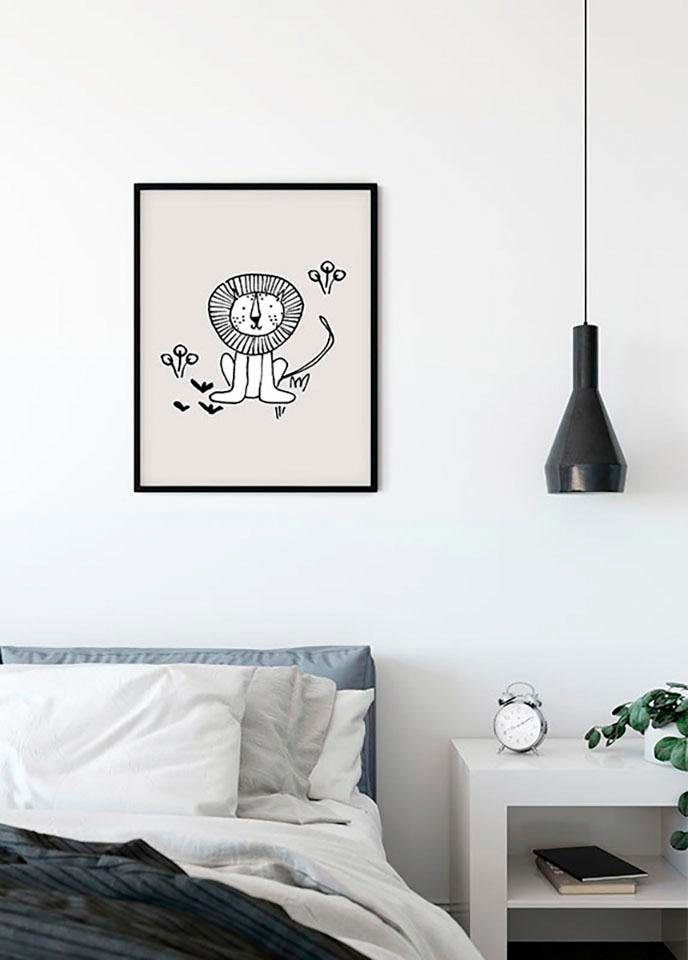 Komar Bild »Scribble Lion«, Tiere, (1 St.), Wandbild zur Dekoration - ohne Rahmen