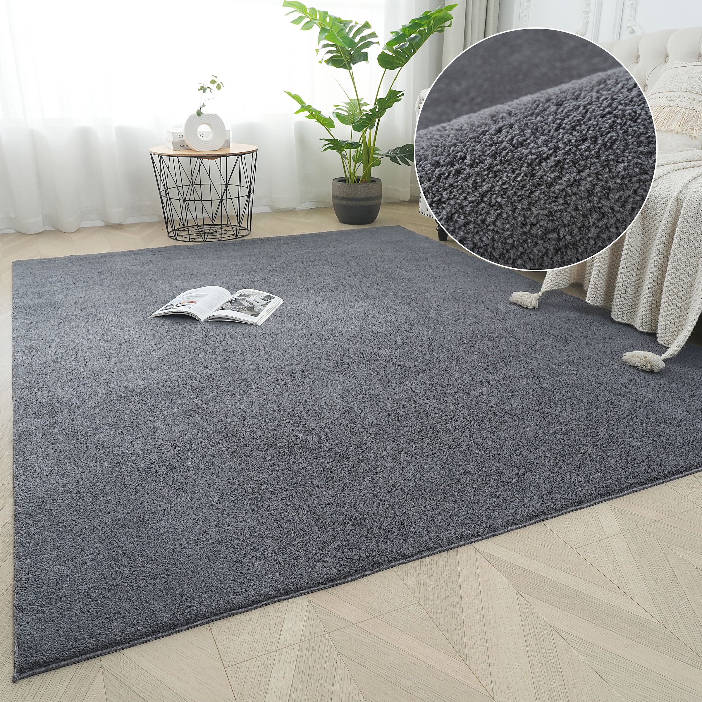 my home Teppich »Cali 2, kuschelig & weich« rechteckig 15 mm Höhe Uni-Farbe günstig online kaufen