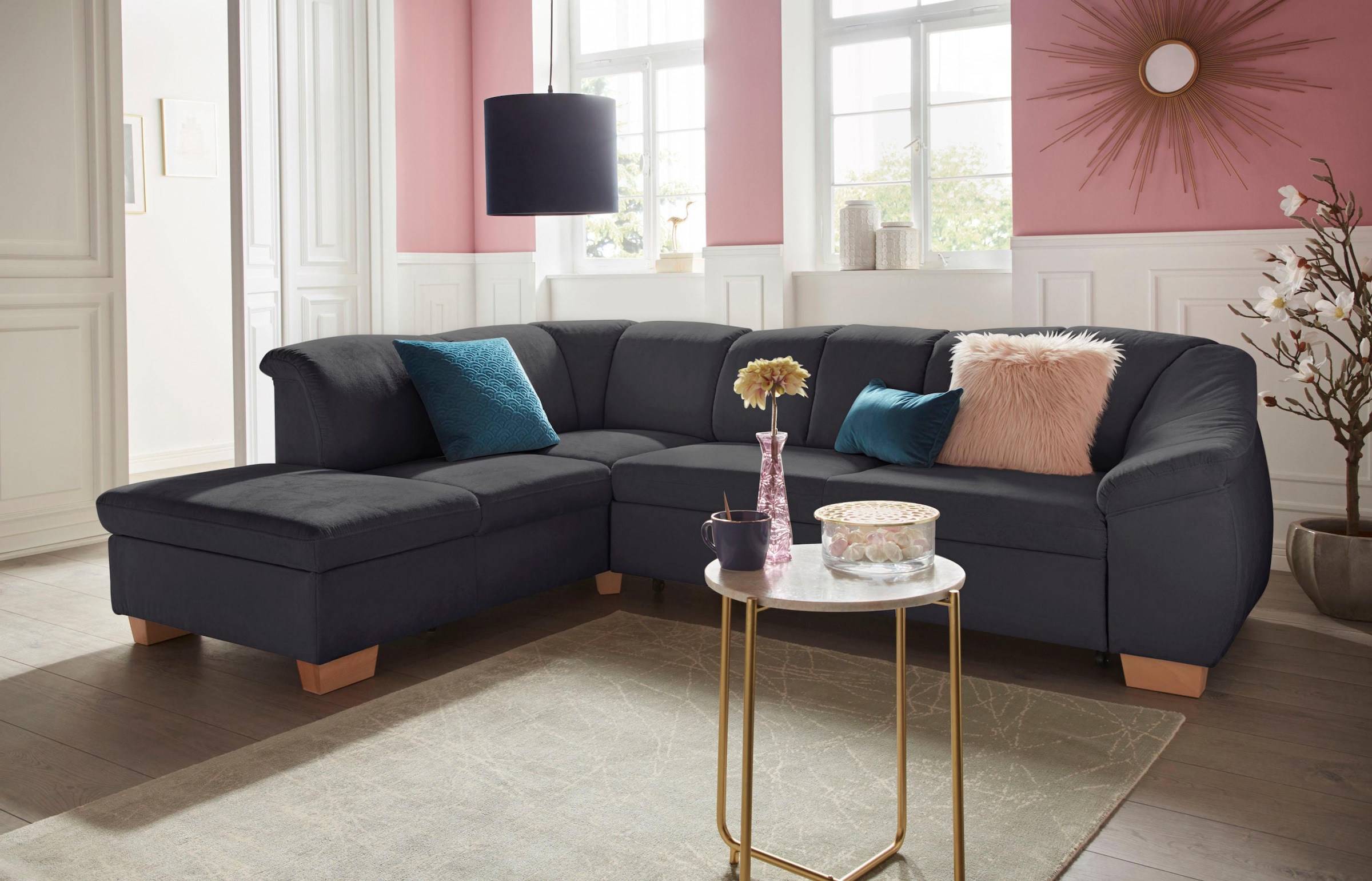 sit&more Ecksofa »Santo L-Form«, mit Federkern, wahlweise mit Bettfunktion günstig online kaufen