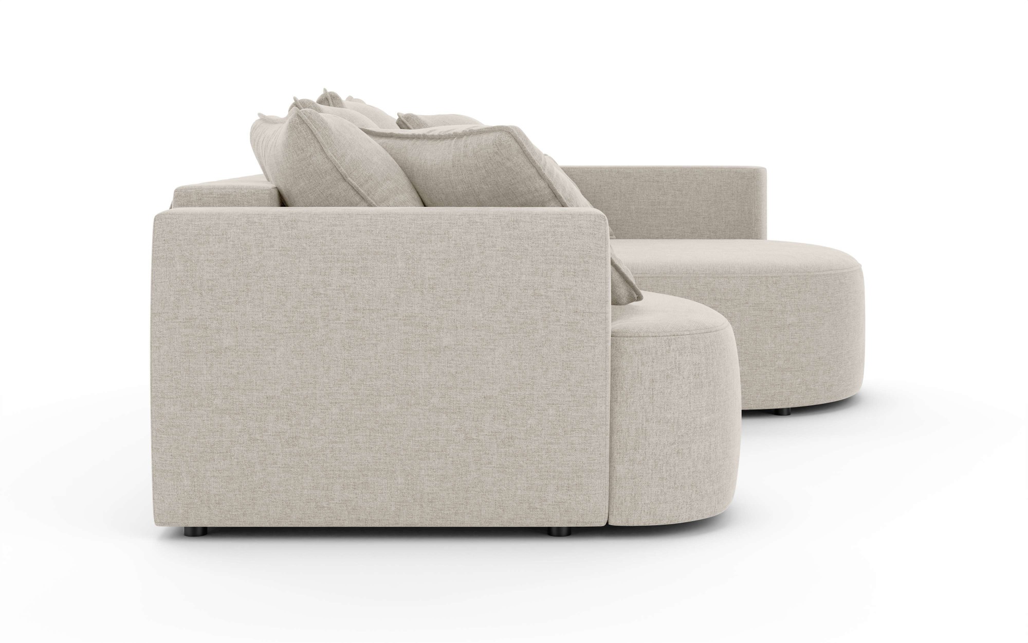 INOSIGN Ecksofa »Kahekili, Schlafsofa mit Bettkasten, Maße B/T/H: 255/181/90/ cm«, L-Form mit Wellenunterfederung, 7 Rückenkissen und 2 Zierkissen