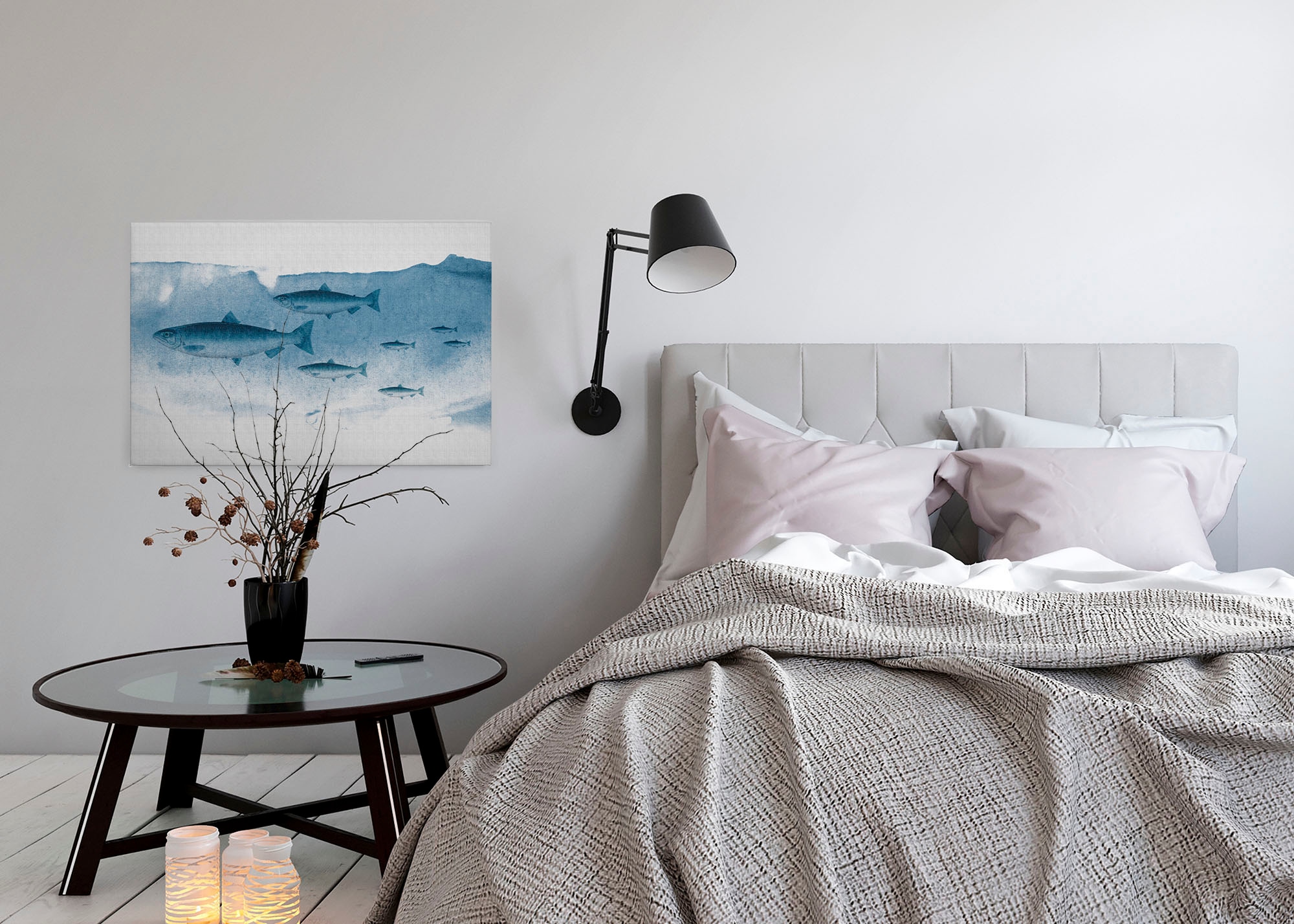 A.S. Création Leinwandbild »into the blue«, Kunst-Tiere-Kinder, (1 St.), Keilrahmen Unterwasser Welt Fische Leinwand-Bild Wohnzimmer modern