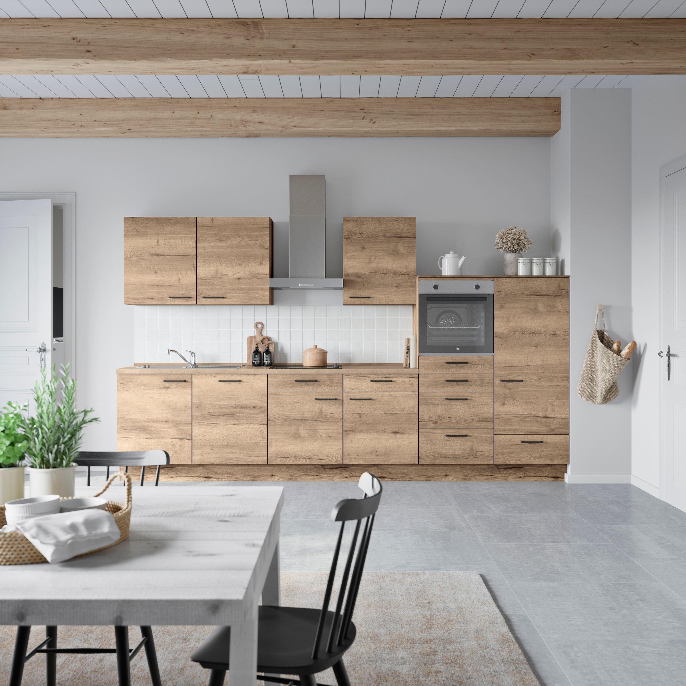 nobilia® Küchenzeile »"Structura I"«, vormontiert, Ausrichtung wählbar, Breite 360 cm, wahlw. mit E-Geräten