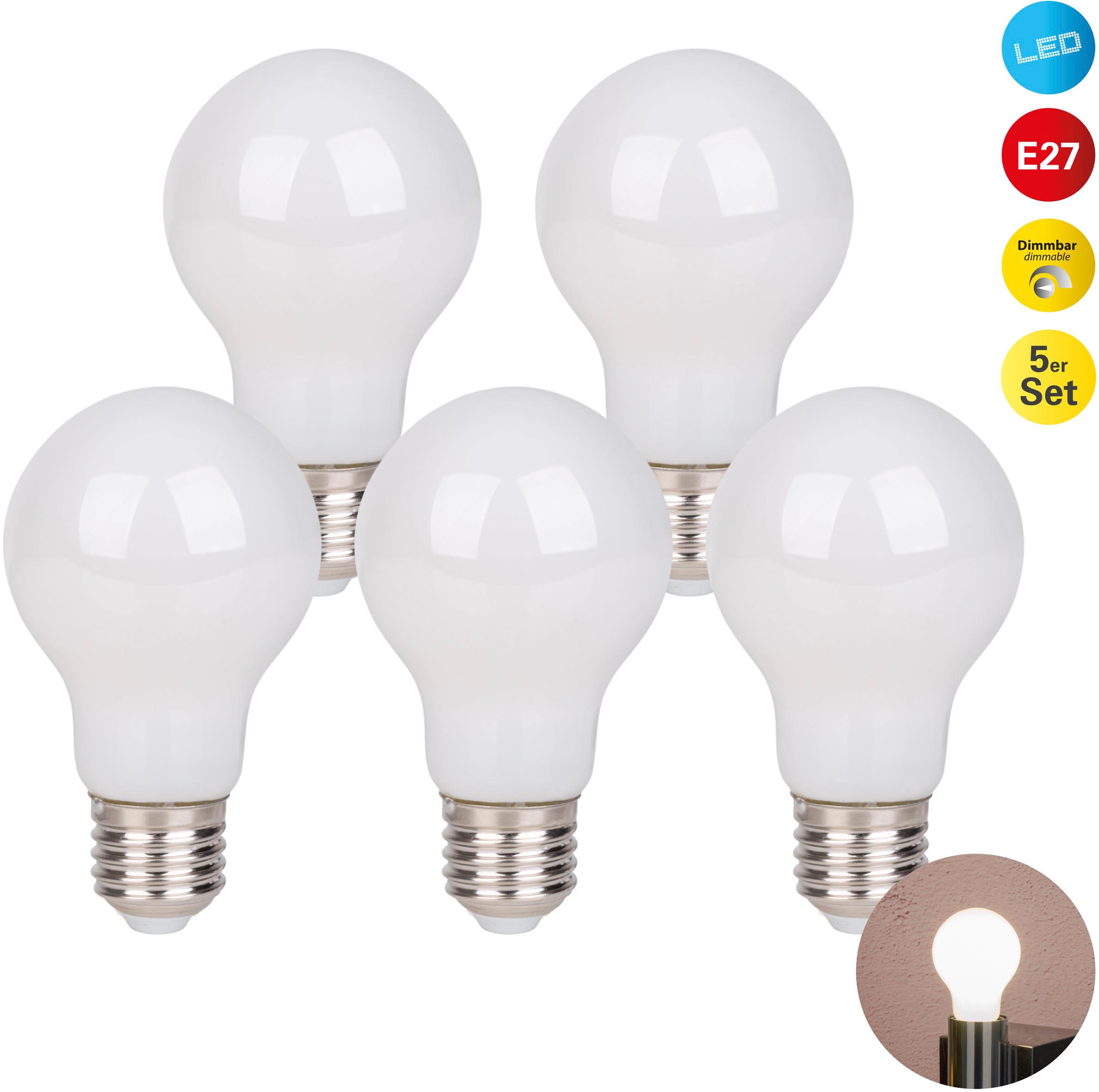 näve LED-Leuchtmittel »Daffy«, E27, 5 St., Warmweiß, 5er Set, dimmbar, 2600 günstig online kaufen