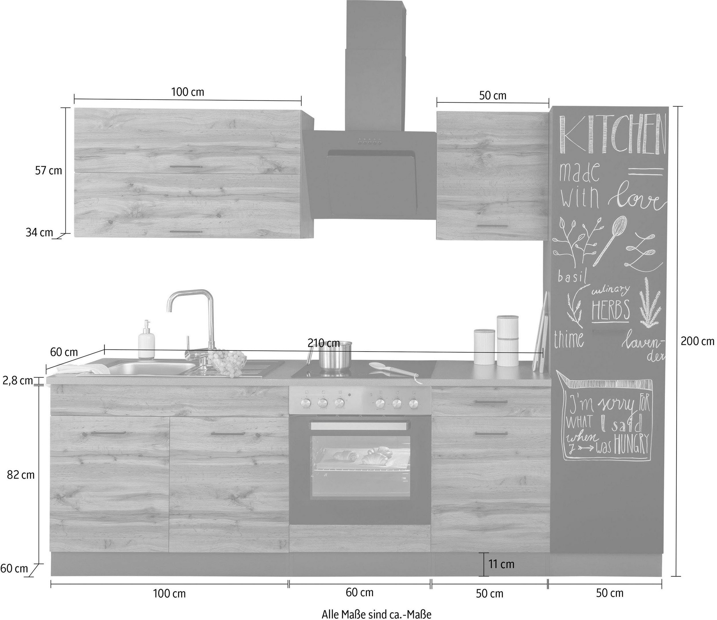 KOCHSTATION Küchenzeile »KS-Trier« ohne E-Geräte, Breite 260 cm