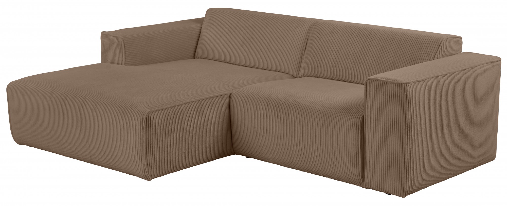 andas Ecksofa »Noord mit Kedernaht, Breite 234 cm«, Cord, Struktur, Webstoff, mit Wellenunterfederung, Massivholzrahmen