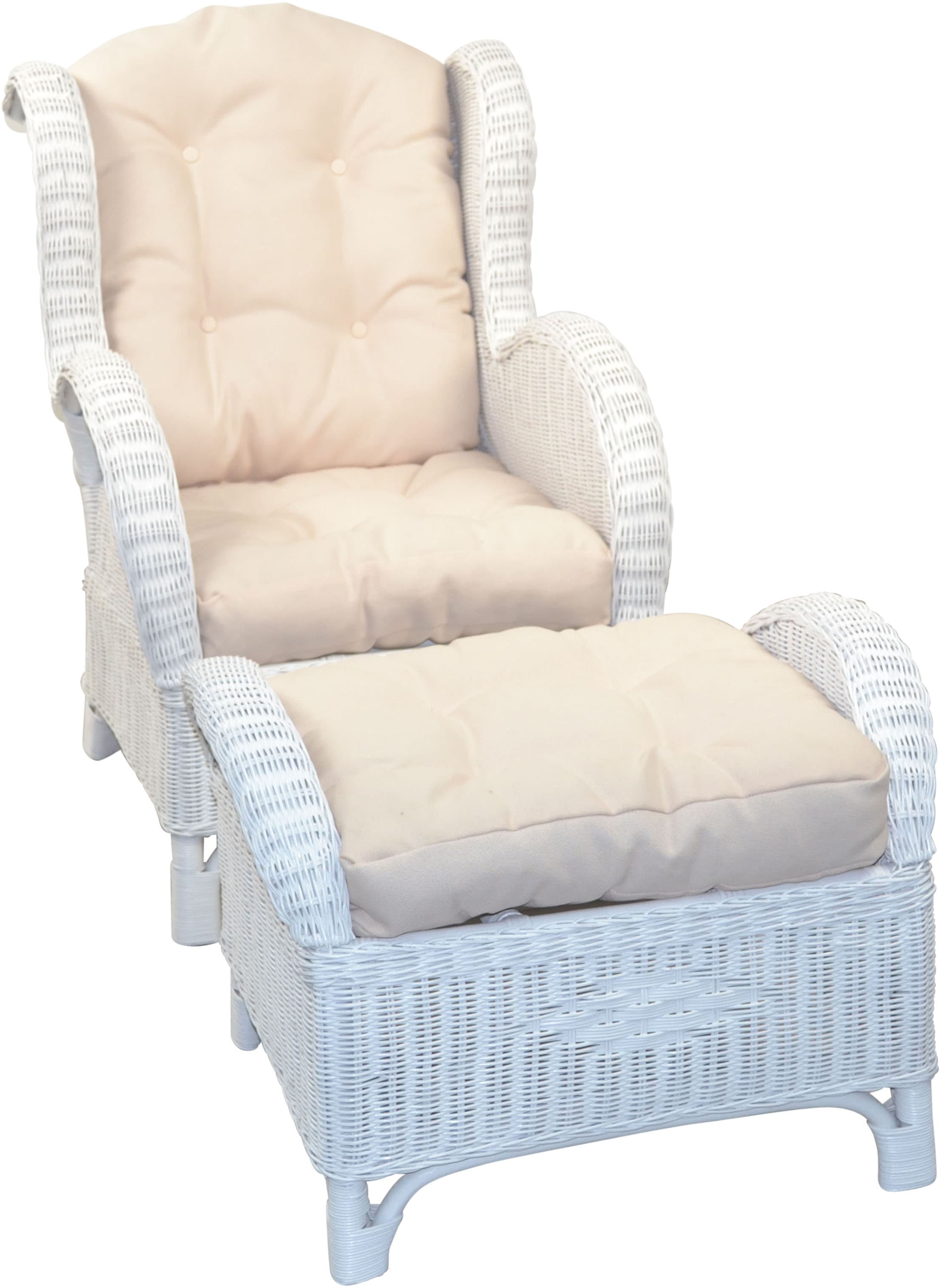 Ohrensessel 2 Stk. tlg. Hgeflochten, weiß Polyester