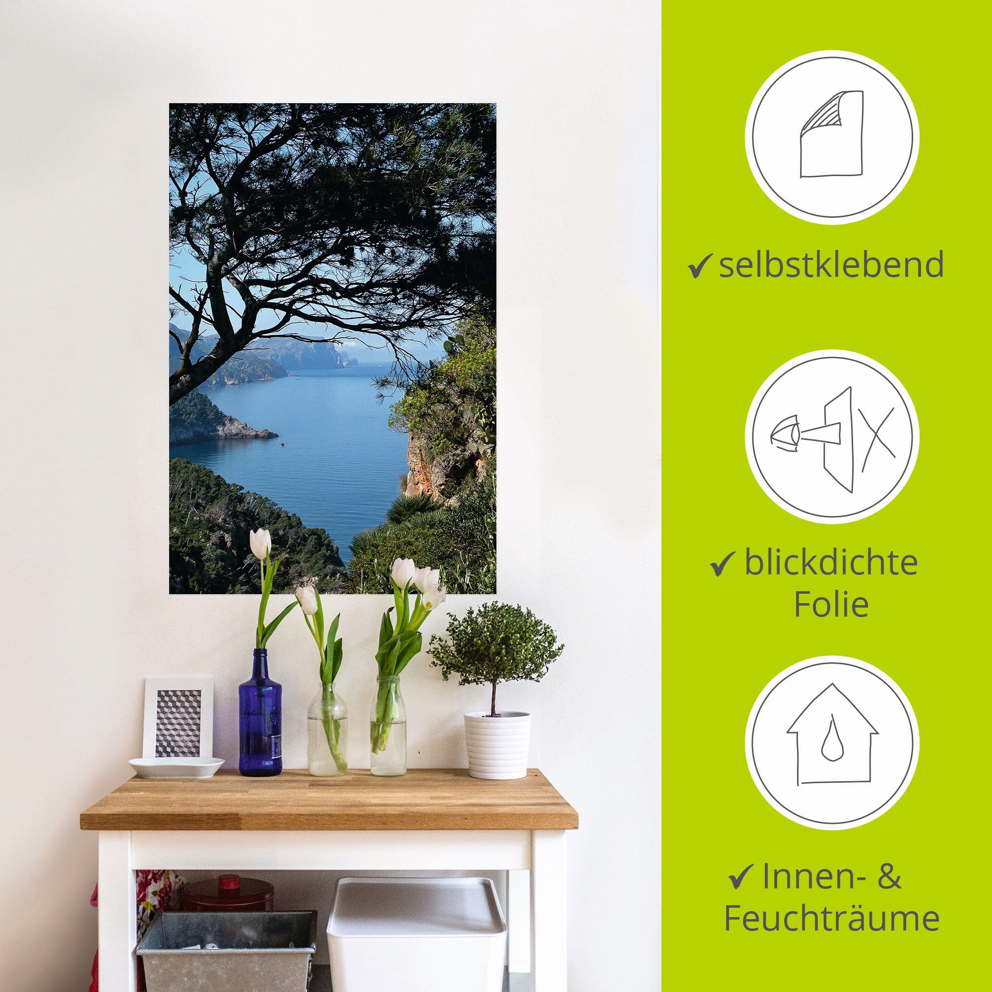 Artland Wandbild »Typische Cala auf Mallorca - Spanien«, Gewässer, (1 St.), als Alubild, Leinwandbild, Wandaufkleber oder Poster in versch. Größen