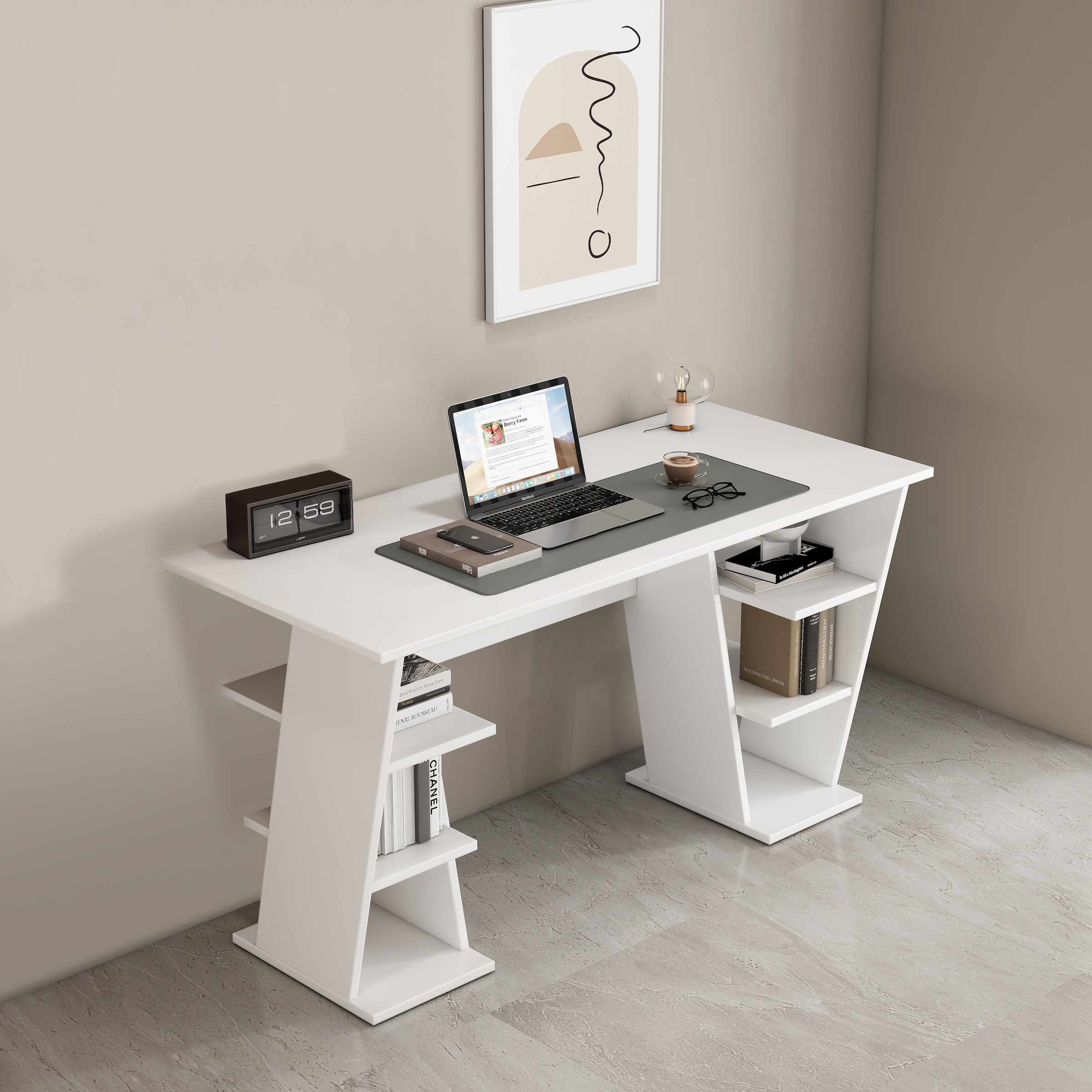 OTTO home Schreibtisch »Ezzell« Set,  Regalschreibtisch mit Ablagen, modernes Design, Breite 137 cm