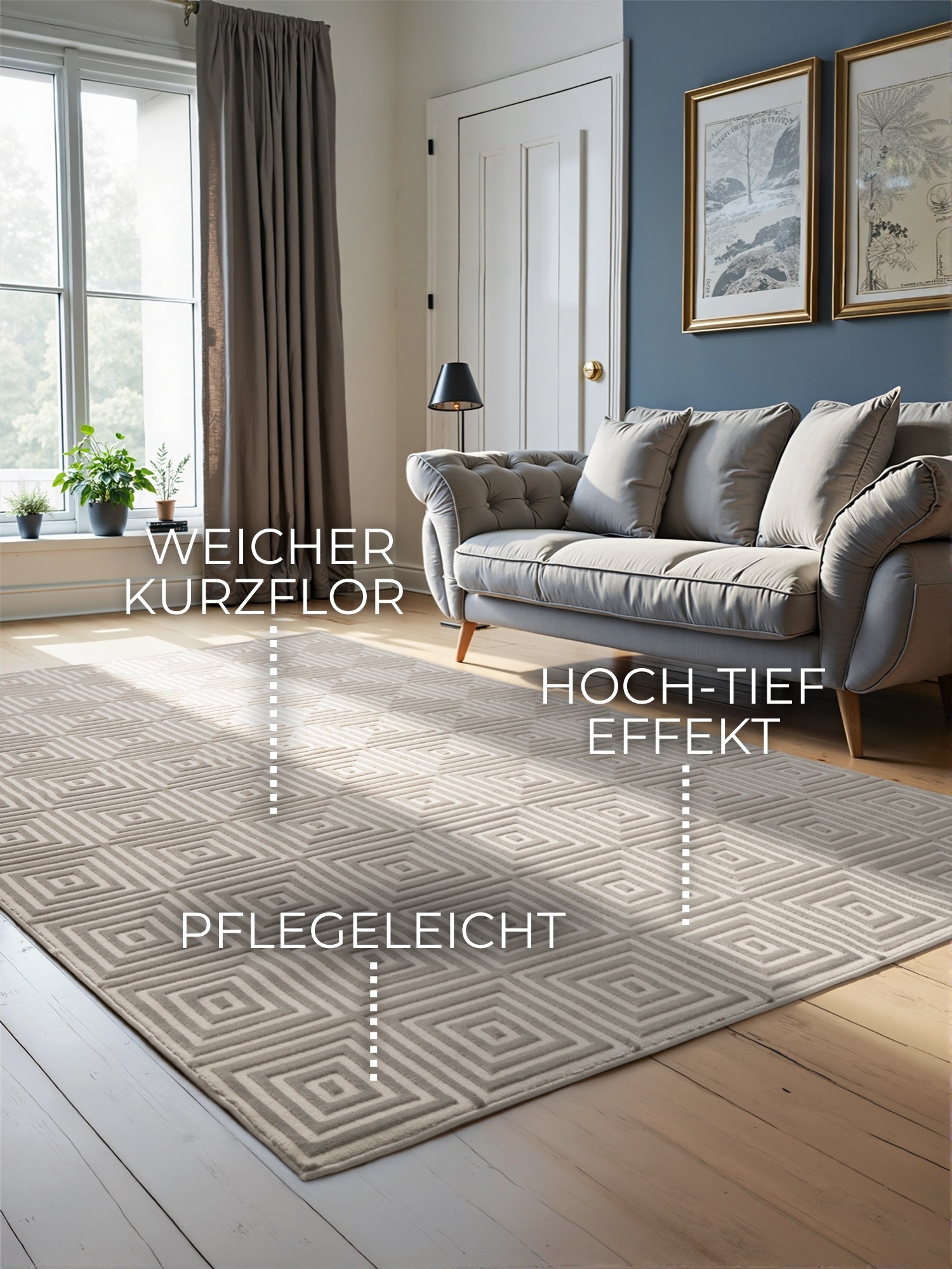 ELLE DECORATION Teppich »Tourmaline«, rechteckig, 9 mm Höhe, Wohnzimmer, Sc günstig online kaufen