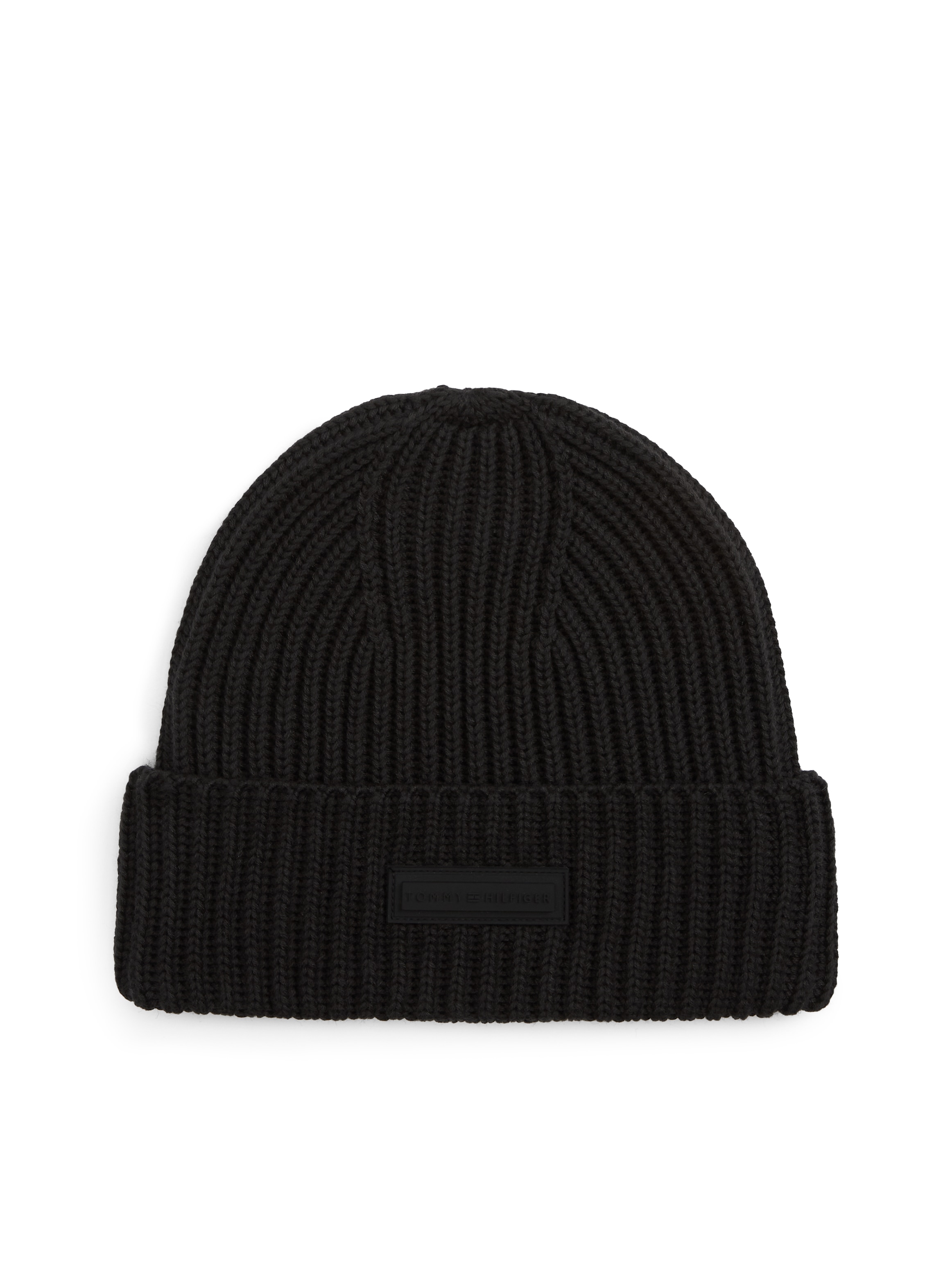 Tommy Hilfiger Beanie »TH FOUNDATION« Strick, mit gummiertem Logo und Wolle