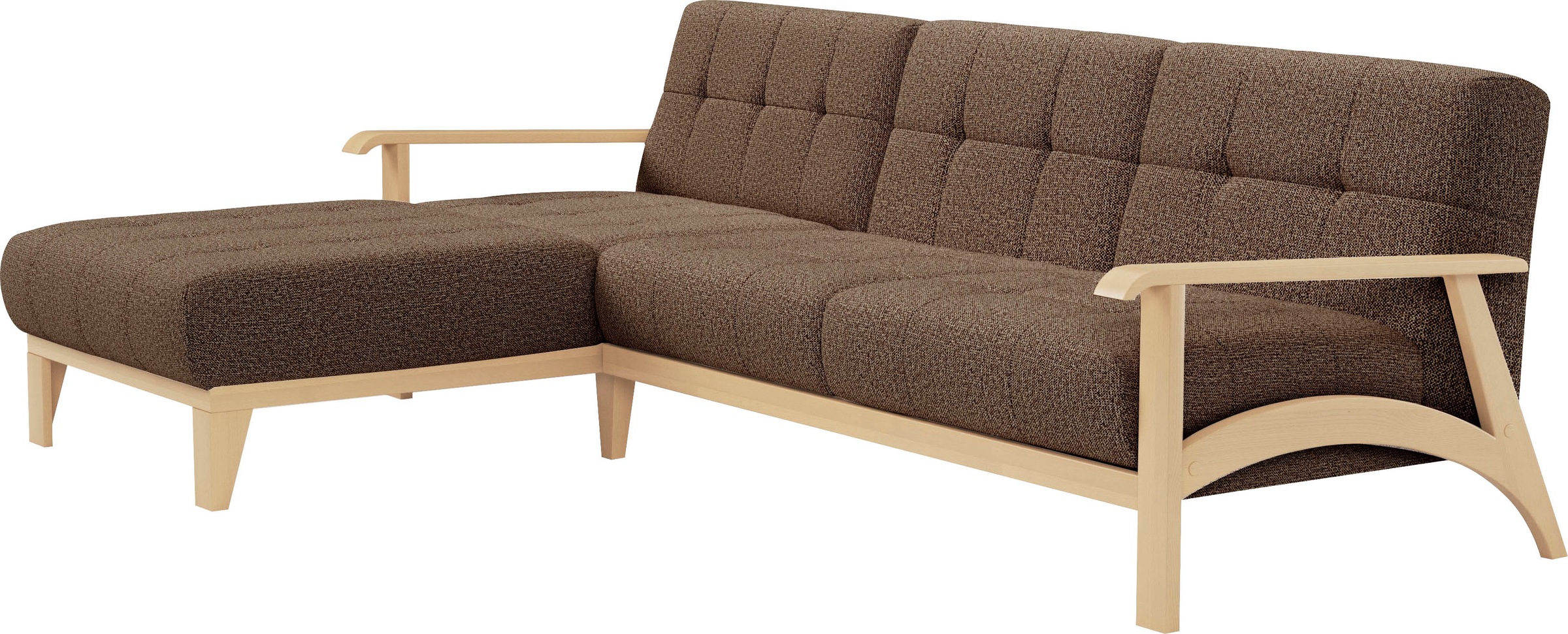 sit&more Ecksofa »Billund L-Form«, Armlehnen aus Buchenholz in natur, verschiedene Bezüge und Farben