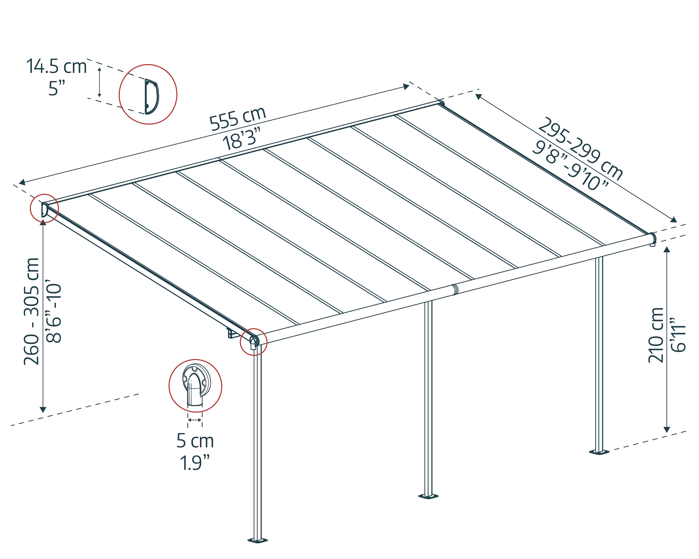 Palram - Canopia Terrassendach »Capri Alu Terrassenüberdachung«, einfache DIY Montage