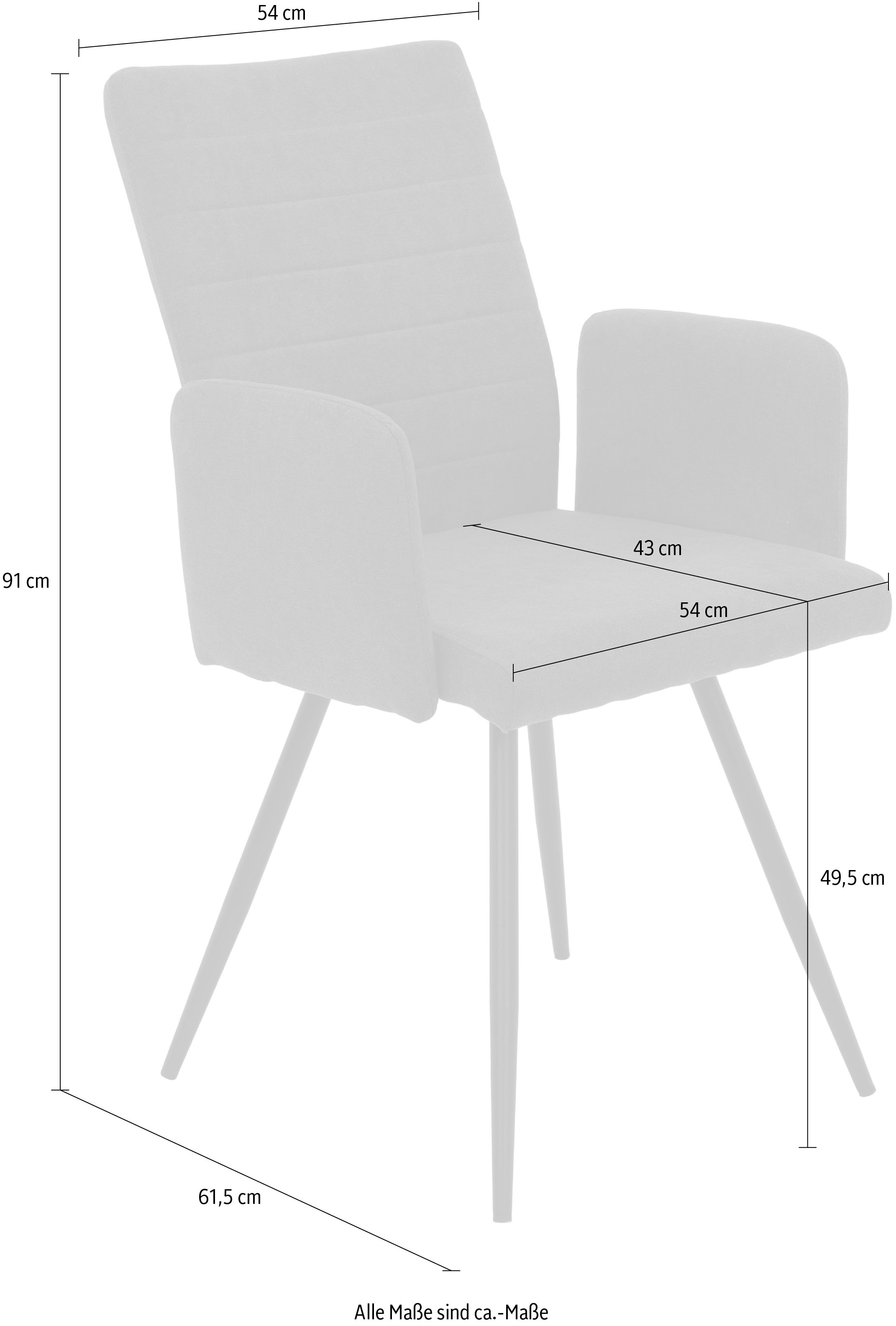 HELA 4-Fußstuhl »PARIS« (Set) 2 Stk.4-Fuß,Rundrohrgestell konisch,mit Armlehnen,gepolstert