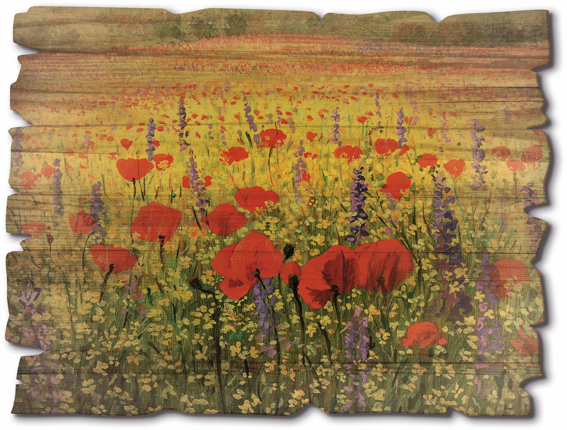 Artland Holzbild »Mohnblumenfeld«, Landschaftsbilder, (1 St.) günstig online kaufen