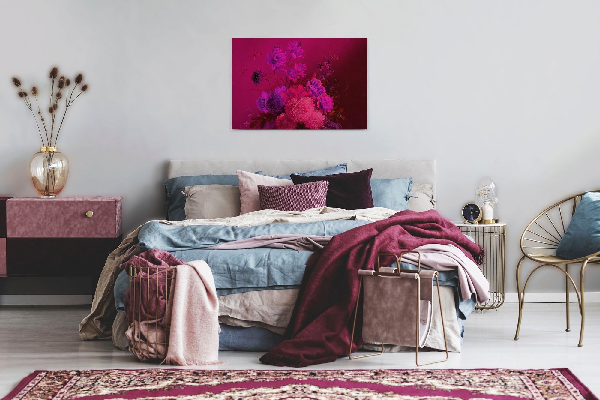 A.S. Création Leinwandbild »bouquet vibrant«, Kunst-Blumen-Kinder, (1 St.), Keilrahmen Bild Blumen-Strauß Floral Leinwand-Bild Wohnzimmer modern