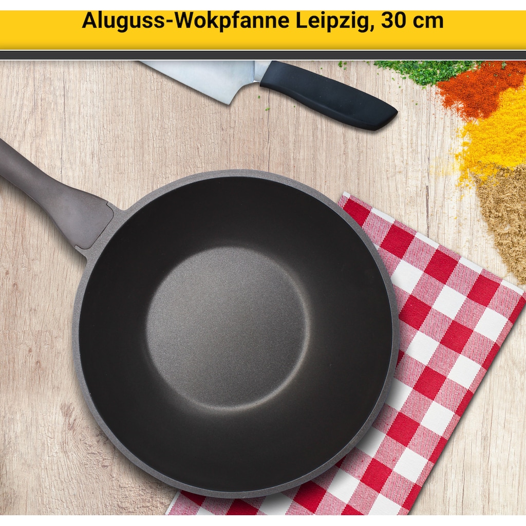 Krüger Wok »Aluguss Wokpfanne LEIPZIG, 30 cm«, Aluminiumguss, (1 tlg.)