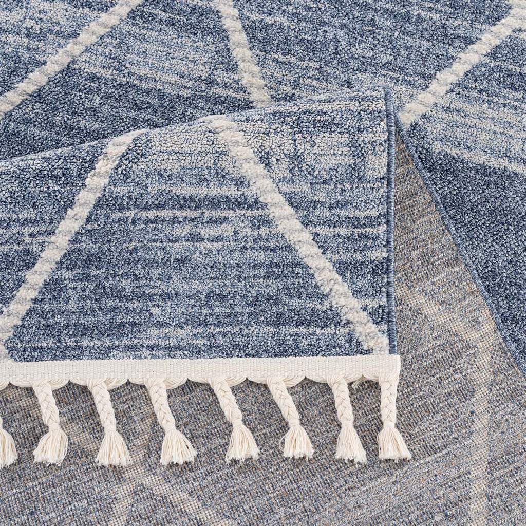 Carpet City Teppich »Art 2646«, rechteckig, 7 mm Höhe, Läufer, Kurzflor, mit Kettfäden, Rauten-Optik, Fransen