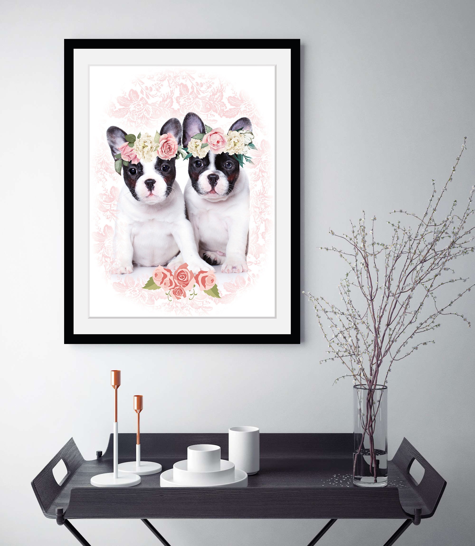 queence Bild »Frenchies«, (1 St.), HD Premium Poster-Druck inkl. Holzrahmen günstig online kaufen